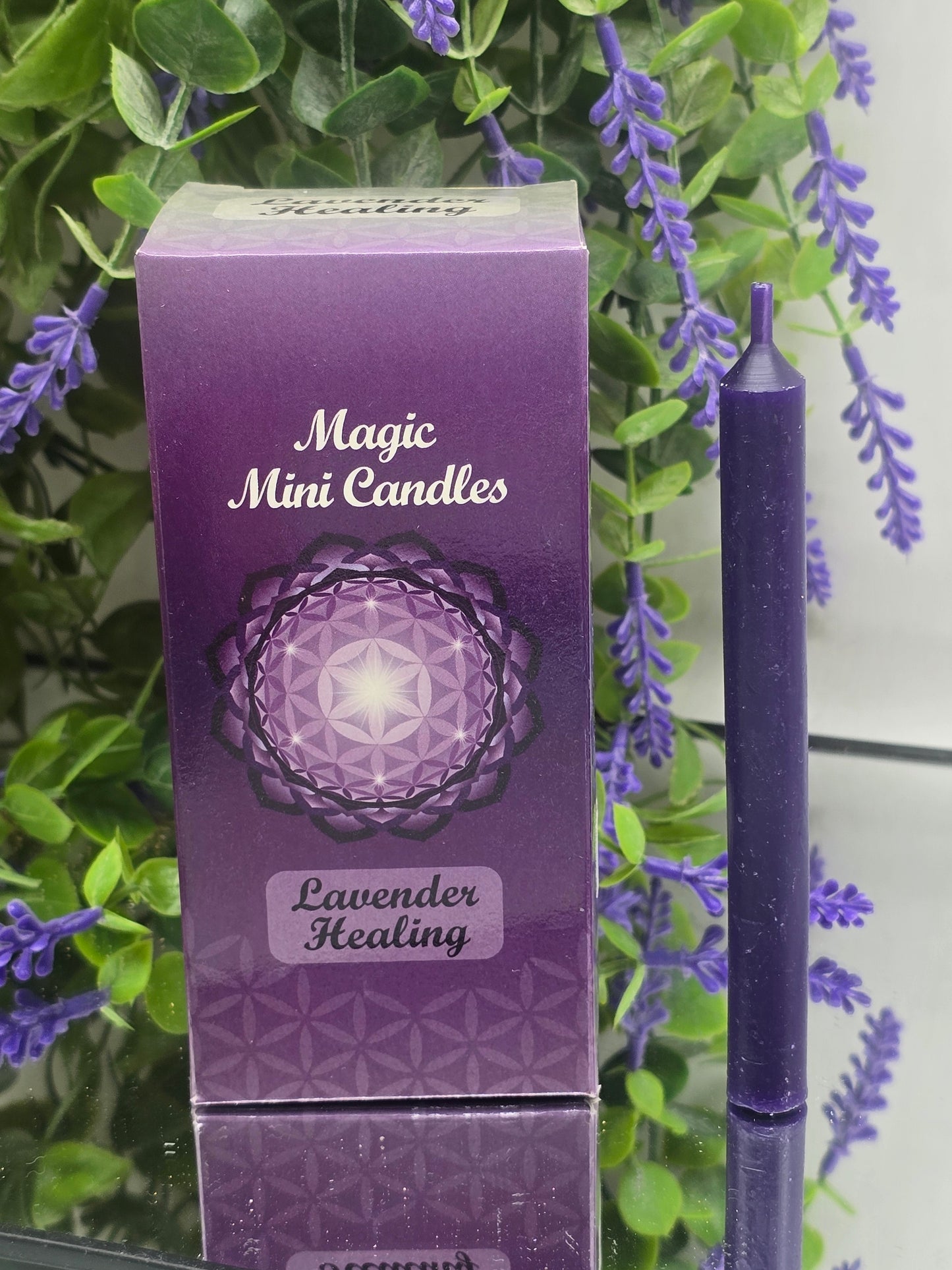 MAGIC MINI CANDLES - Healing Purple Lavender Scented Crystal Wellness