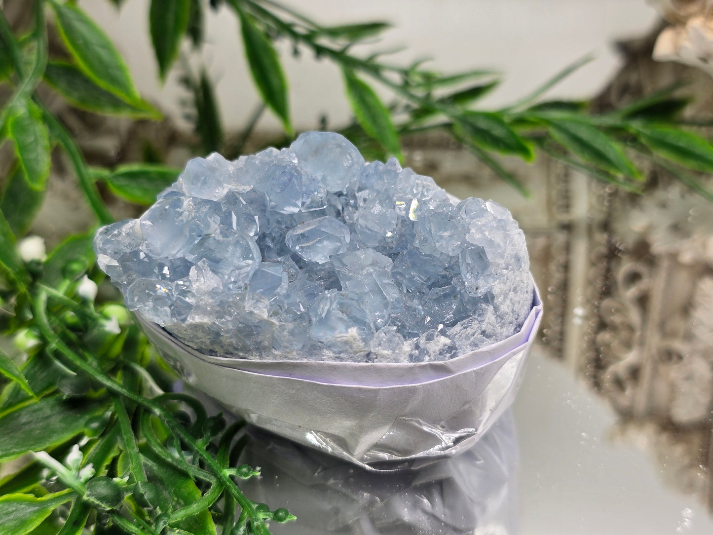 Natural Celestite Cluster – Madagascar | Angelic Communication, Peace & Spiritual Connection Crystal Wellness