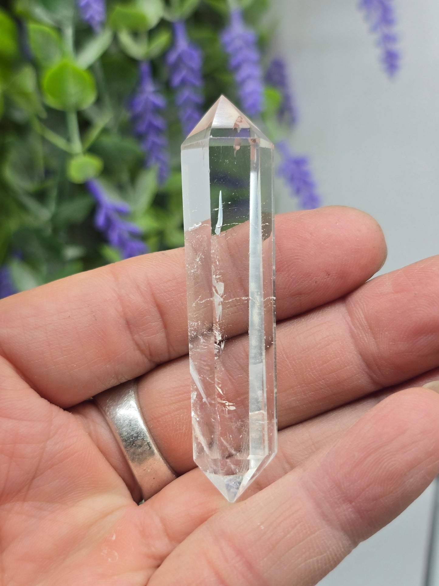Premium Brazilian Clear Quartz Double-Terminated Crystal Point | High-Grade Polished Quartz Wand | Stone of Clarity, Amplification & Divine Light Crystal Wellness