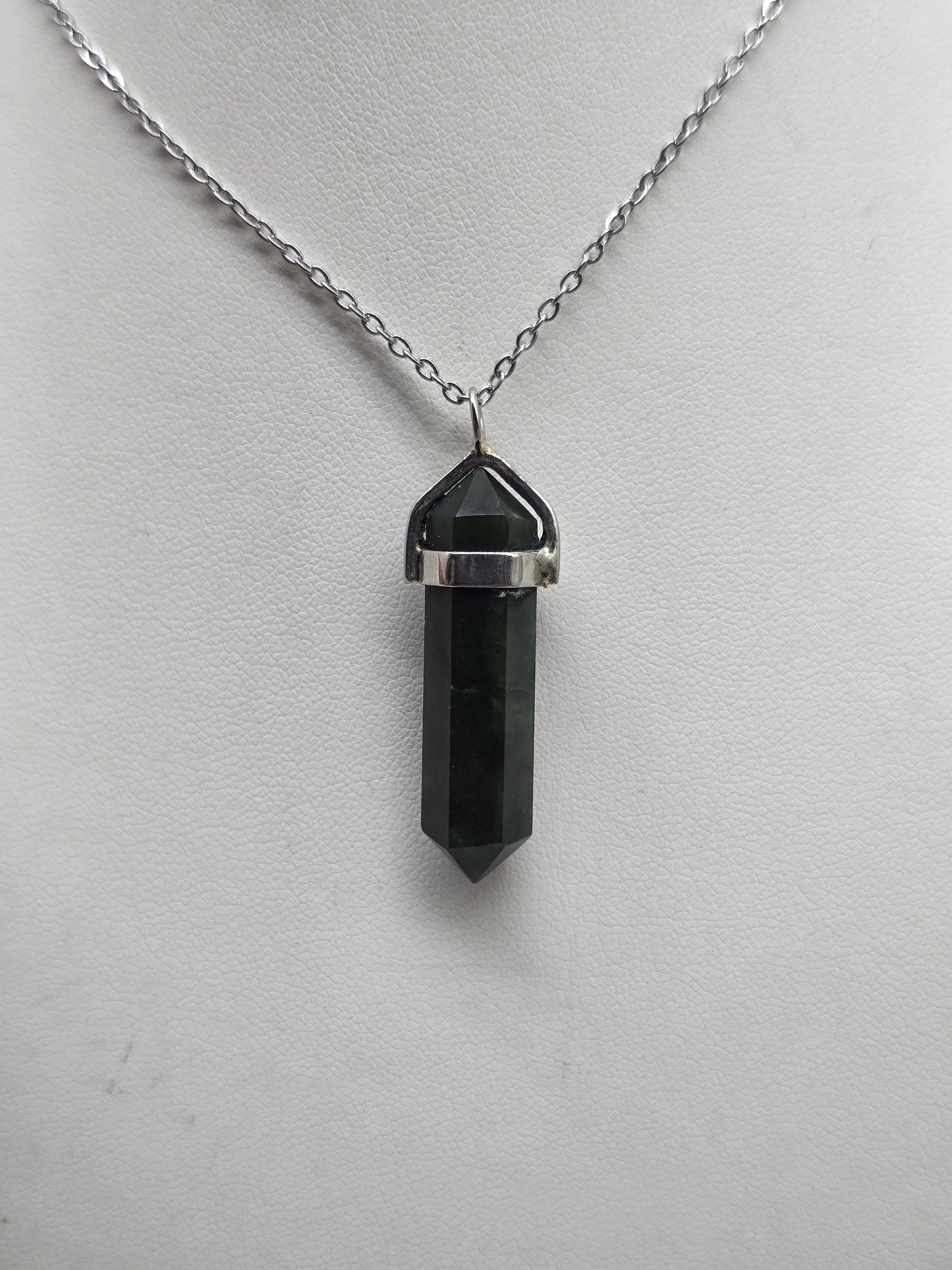 ✨ Nephrite Jade Double-Terminated 925 Sterling Silver Pendant Crystal Wellness