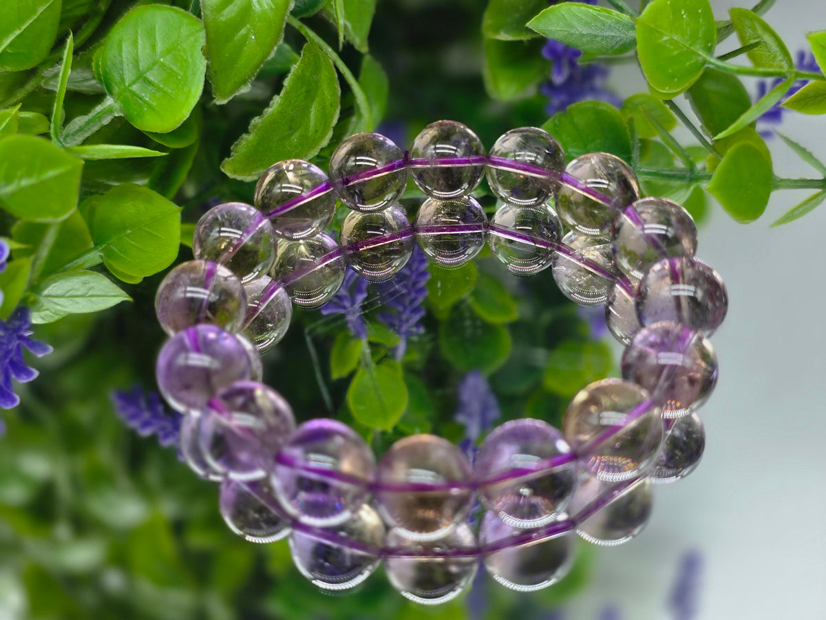 Ametrine 12mm Beads Bracelet | Stone of Balance, Abundance & Spiritual Clarity Crystal Wellness