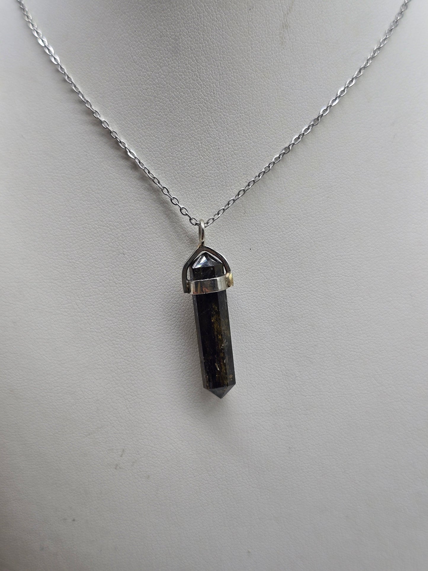 Natural Epidote Double Terminated 925 Sterling Silver Pendant (Stone of Amplified Strength) Crystal Wellness