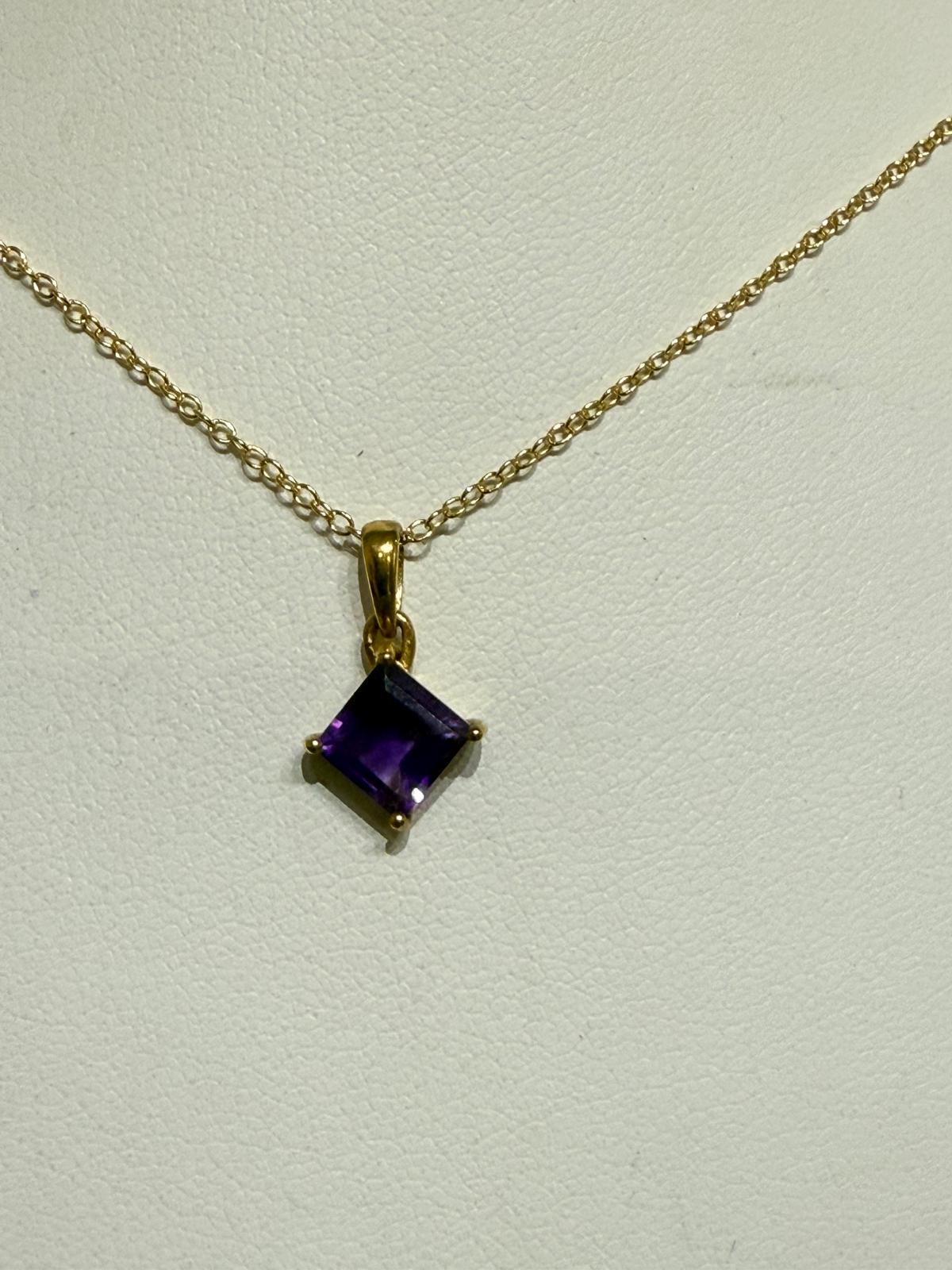 Amethyst Radiance Square Pendant in 18ct Gold Vermeil Crystal Wellness