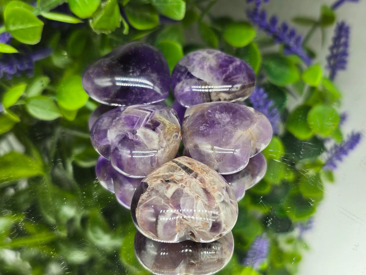 Chevron Amethyst Heart | Stone of Spiritual Wisdom, Inner Peace & Higher Awareness Crystal Wellness