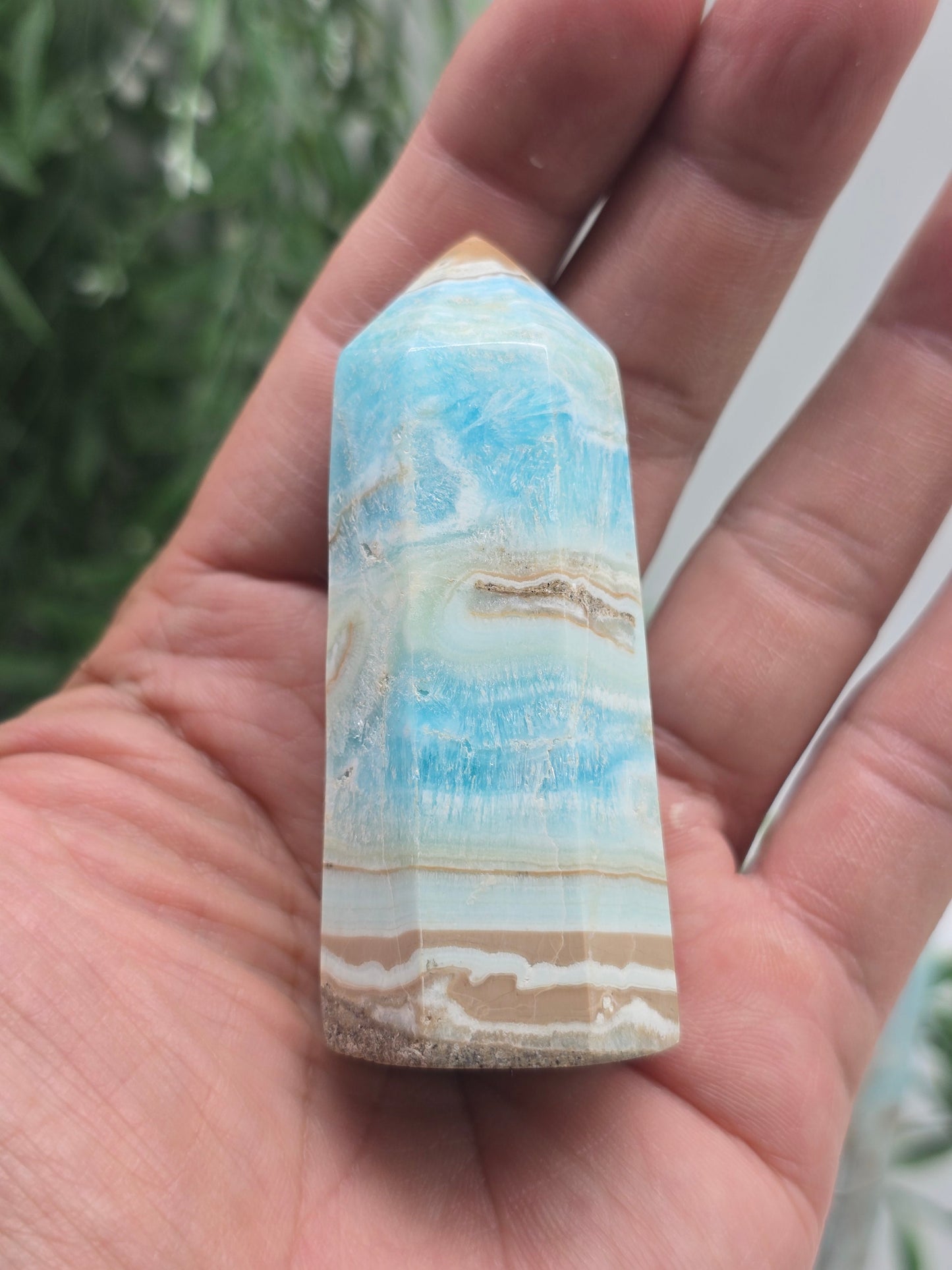 Caribbean Blue Calcite Point AAA Grade (Stone of Emotional Healing, Peace & Gentle Awakening) Crystal Wellness