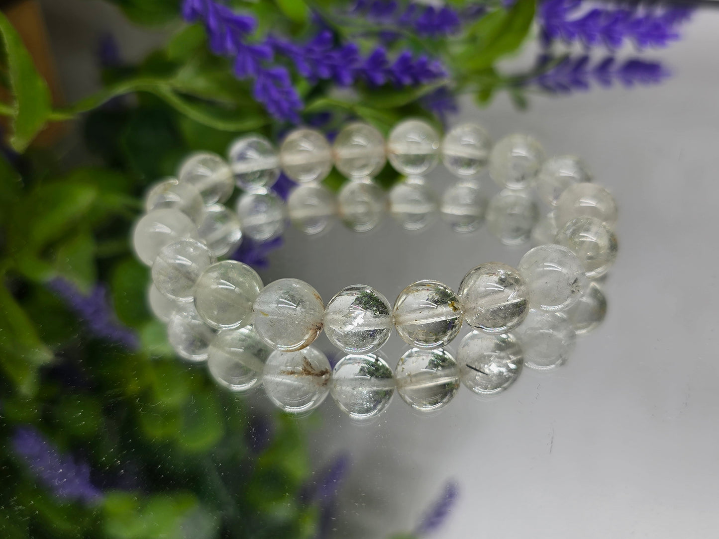 Natural White Topaz Bracelet 10mm | High-Grade Clarity & Manifestation Crystal Bracelet Crystal Wellness