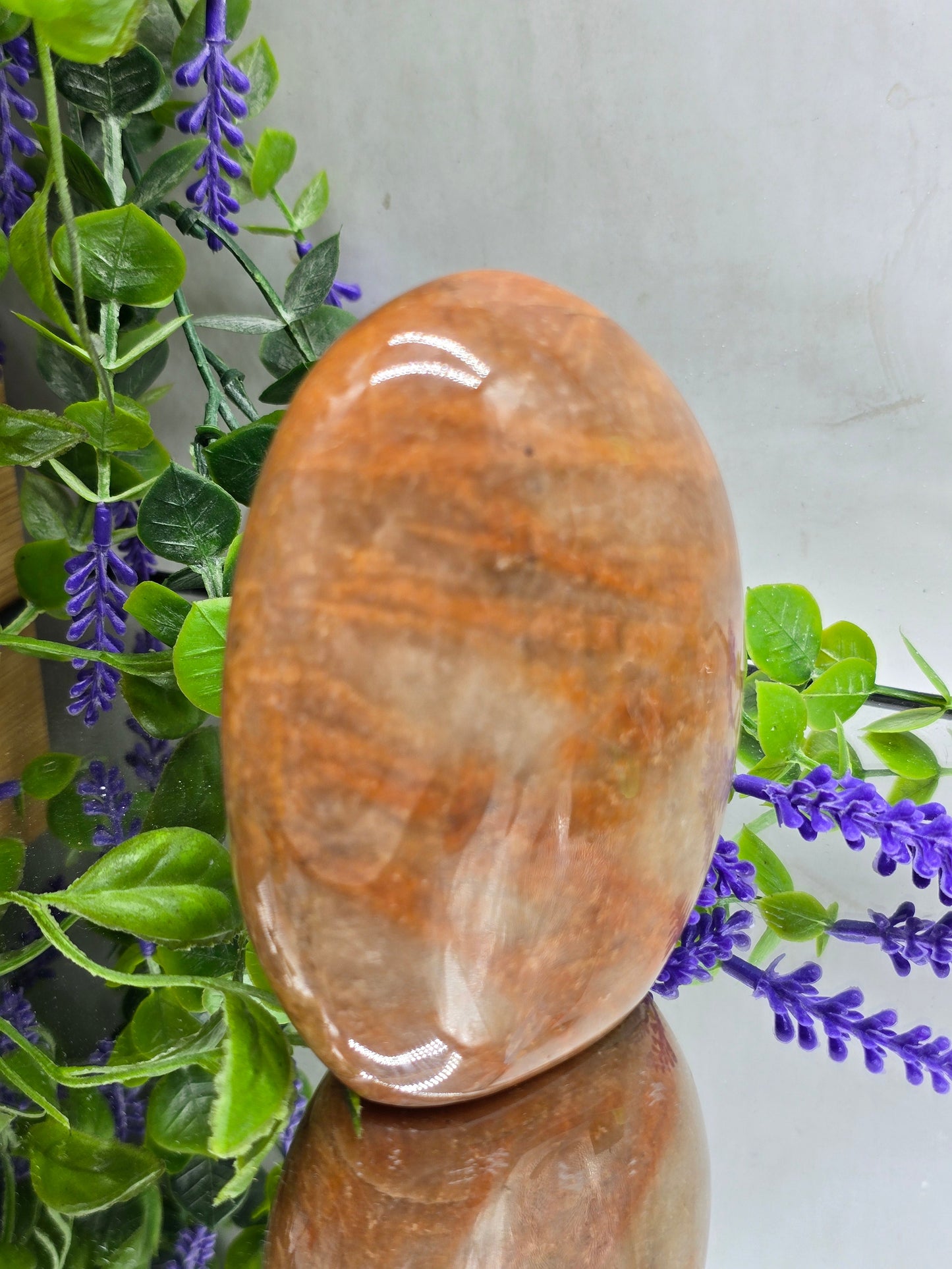 Peach Moonstone Freeform Standing Stone – Madagascan Divine Feminine Healing Crystal | 10.5cm × 7.5cm Crystal Wellness