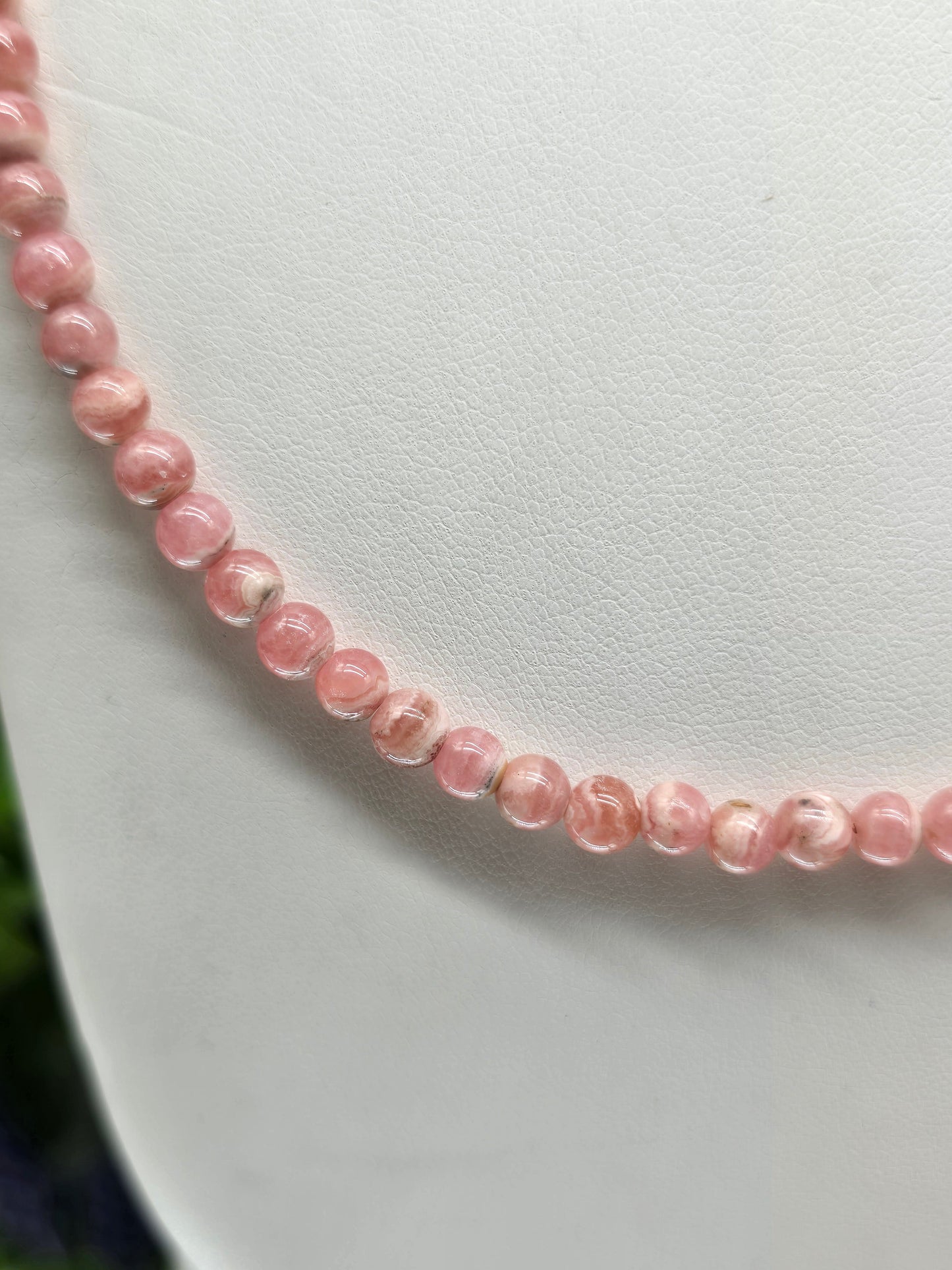 Rhodochrosite High Grade 3mm Beads 925 Sterling Silver Necklace – Stone of Love, Self-Love & Emotional Healing Crystal Wellness