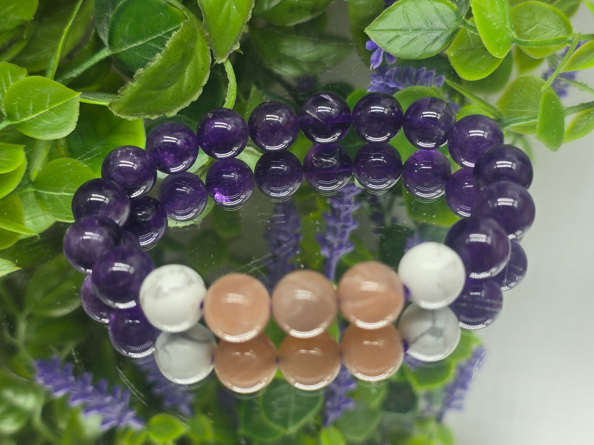 Amethyst, Howlite & Sunstone 10mm Beads Bracelet |
Stone of Calm, Inner Peace & Positive Energy Crystal Wellness