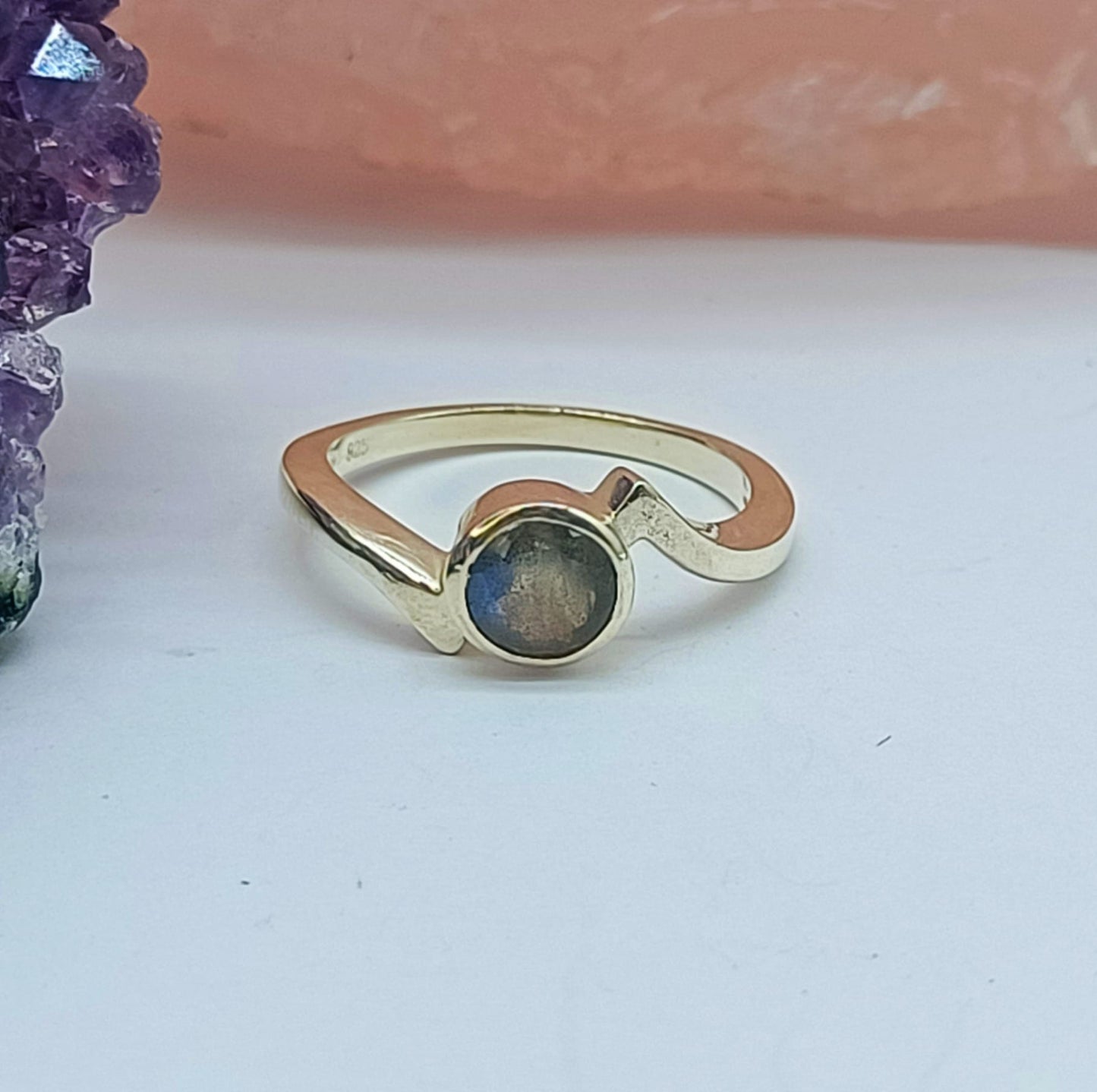 Labradorite Sterling Silver Ring Size 7.5 Crystal Wellness