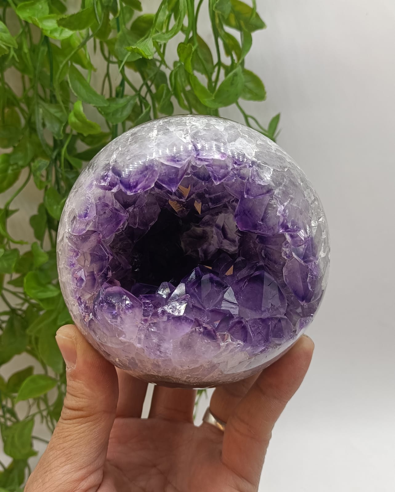 Amethyst Sphere High Grade 1460g  115mm x 115mm Crystal Wellness
