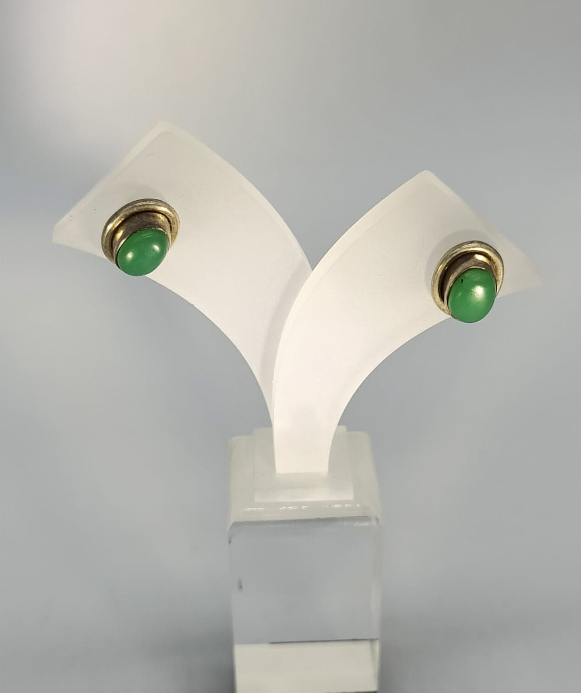 Green Aventurine Plain Round 925 Sterling Silver Stud