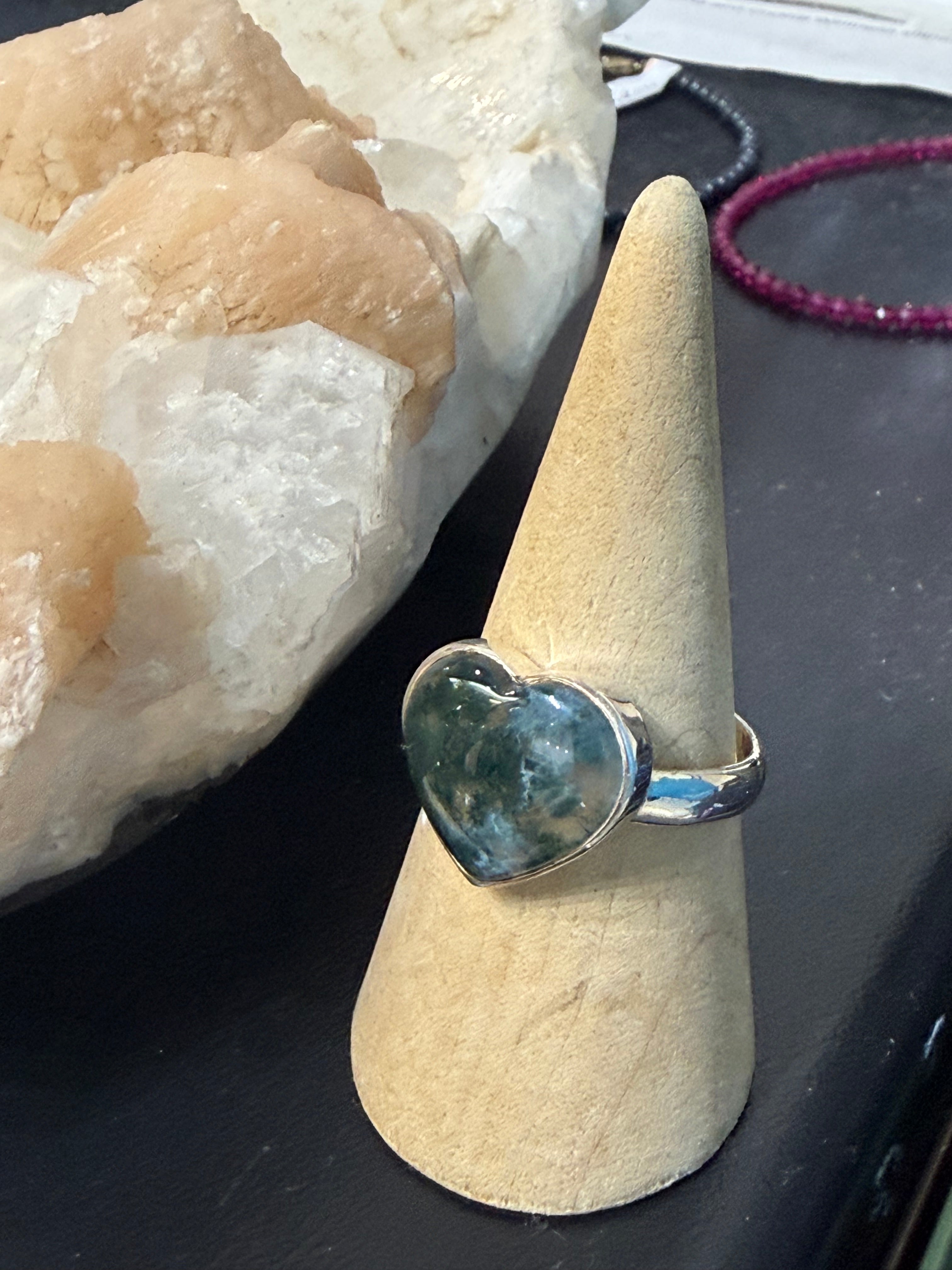 Natural Moss Agate Ring, size 11.25  – Growth, Abundance & Heart Healing | Adjustable Crystal Ring Crystal Wellness