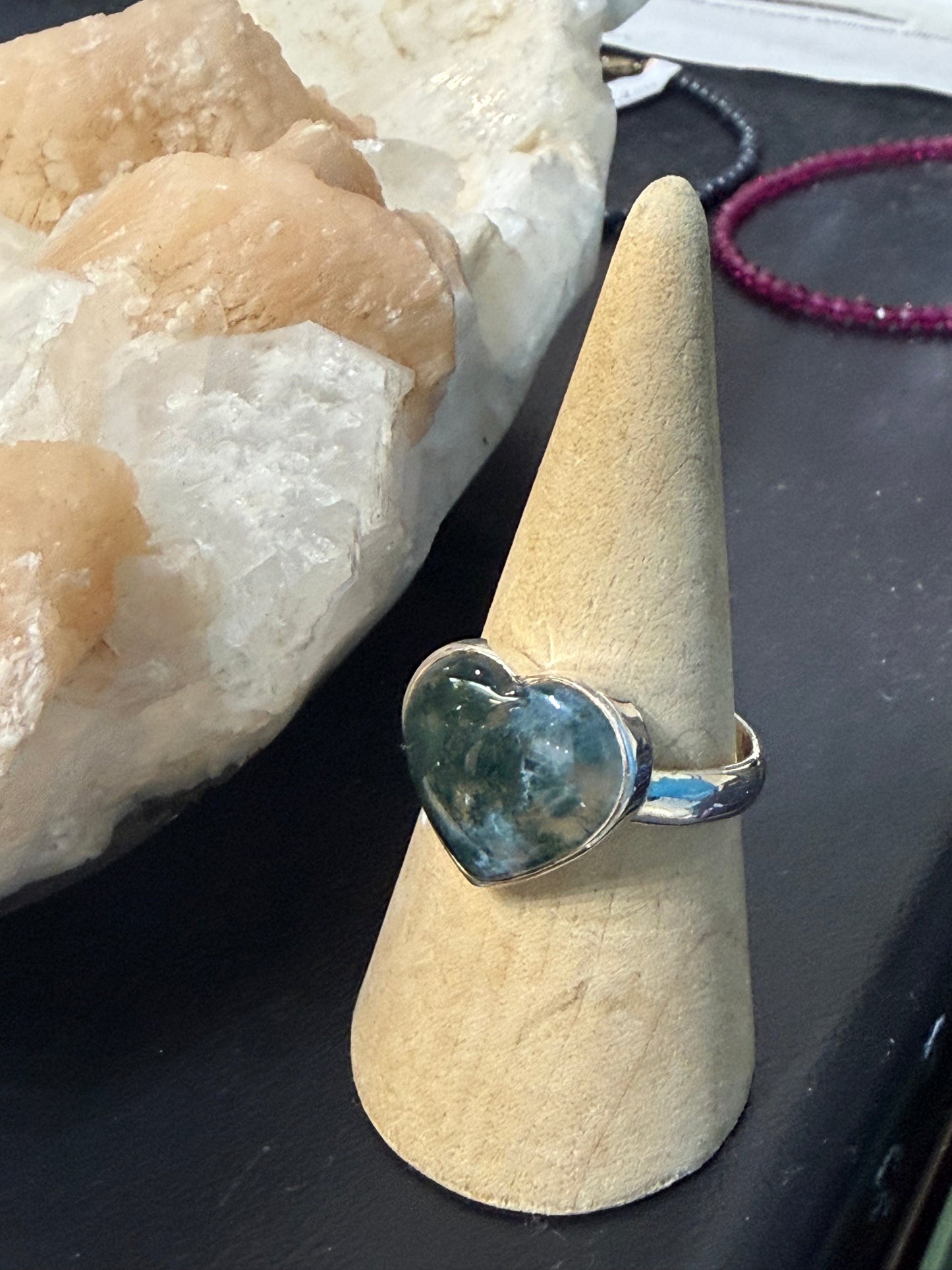 Natural Moss Agate Ring, size 11.25  – Growth, Abundance & Heart Healing | Adjustable Crystal Ring Crystal Wellness
