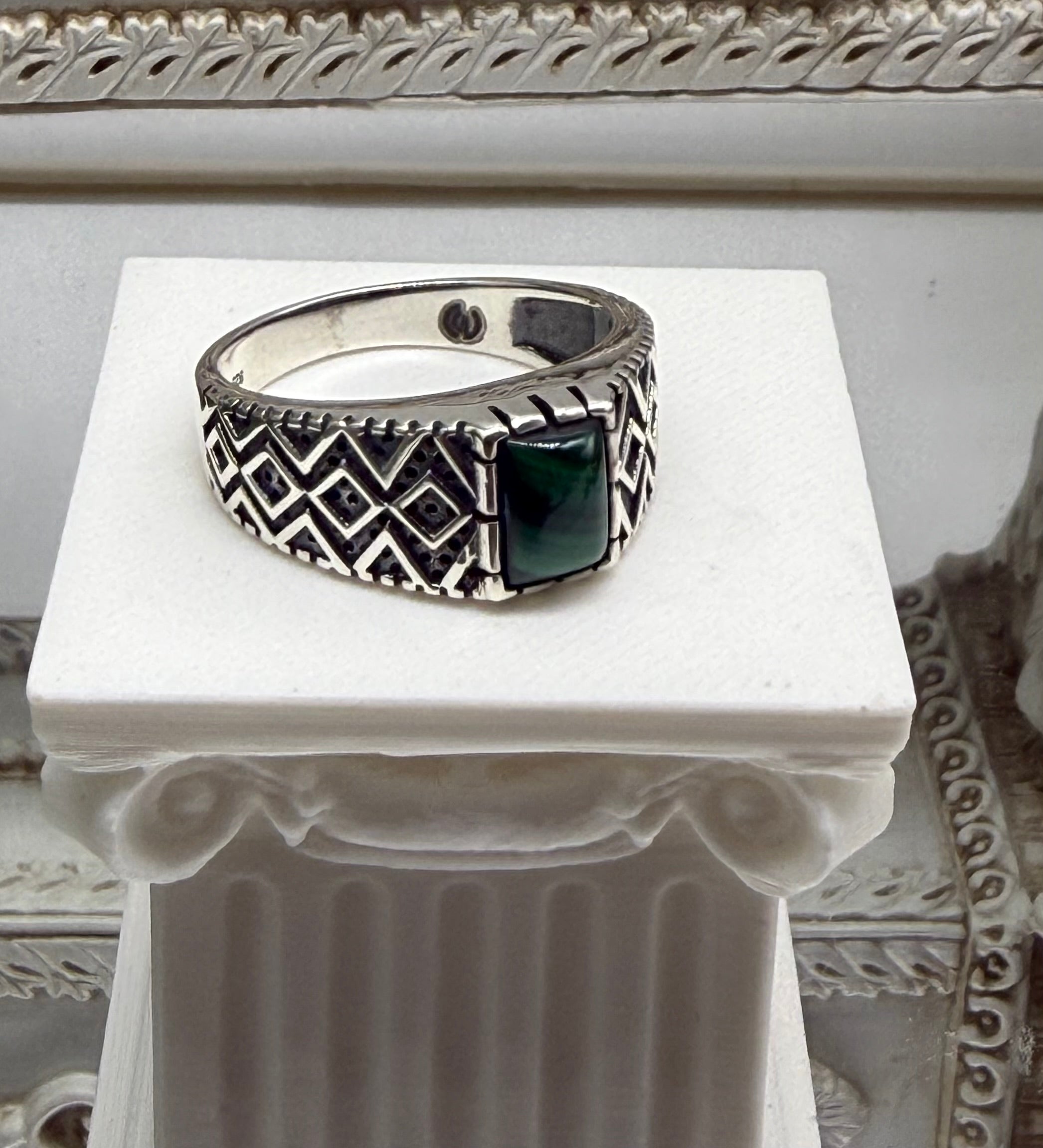 Malachite Sterling Silver Men’s Ring – Size 10 Crystal Wellness