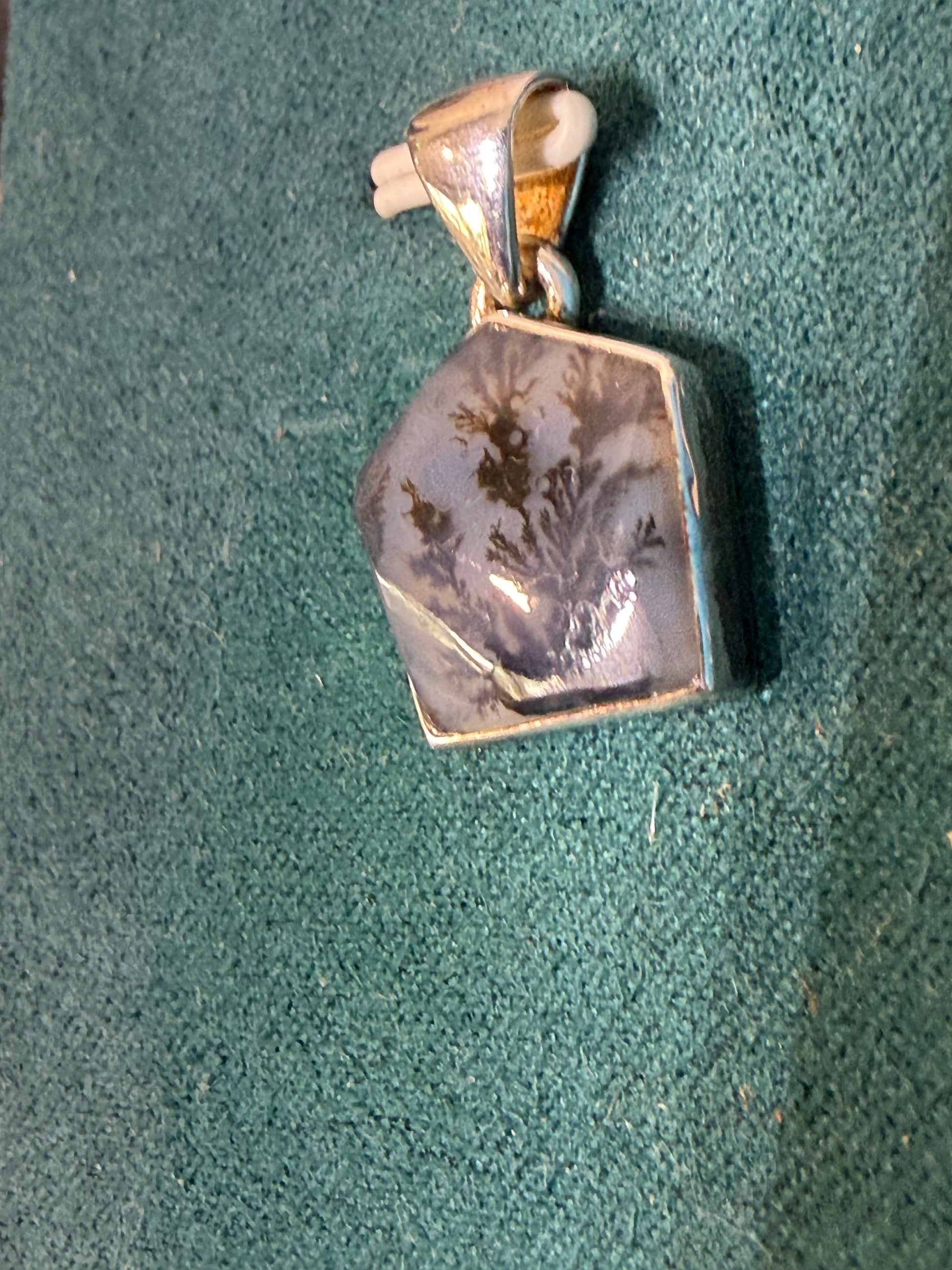 Dendritic Opal Pendant – The Stone of Inner Peace & Sacred Growth,16mmx14mm Crystal Wellness