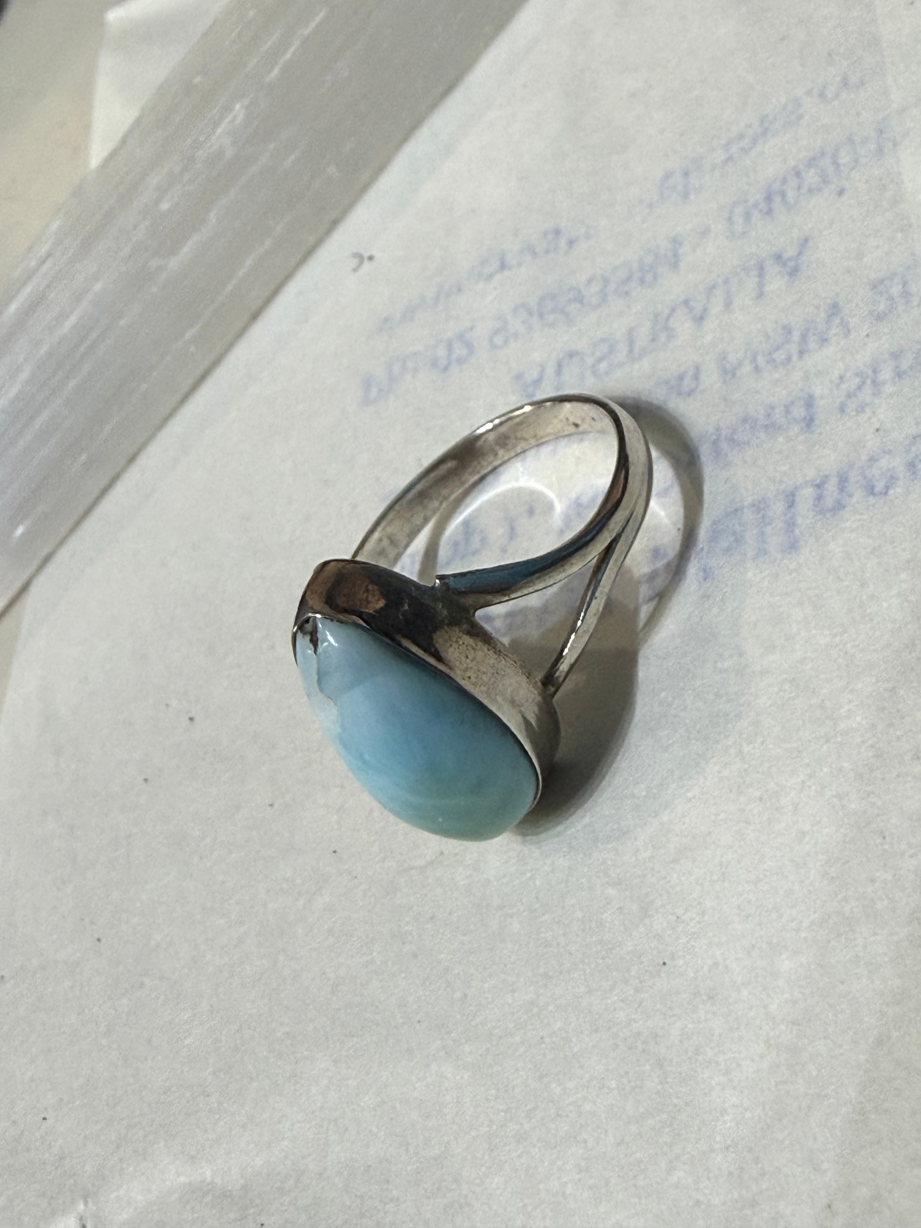 Larimar Ring – Ocean of Serenity, size 7 Crystal Wellness