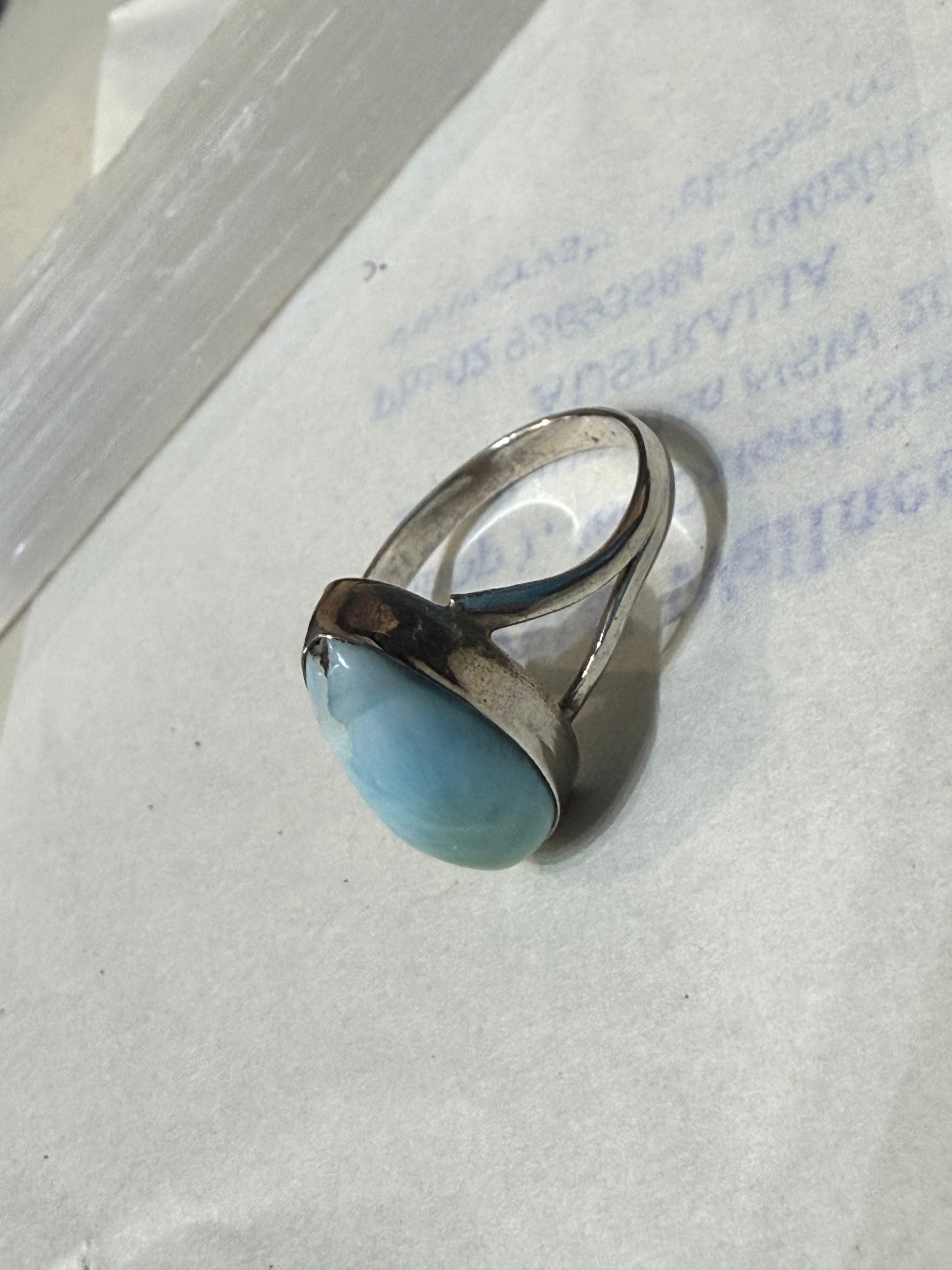Larimar Ring – Ocean of Serenity, size 7 Crystal Wellness