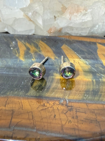 Mystic Topaz Stud Earrings – Radiance of Transformation & Joy, 5mmx5mm Crystal Wellness
