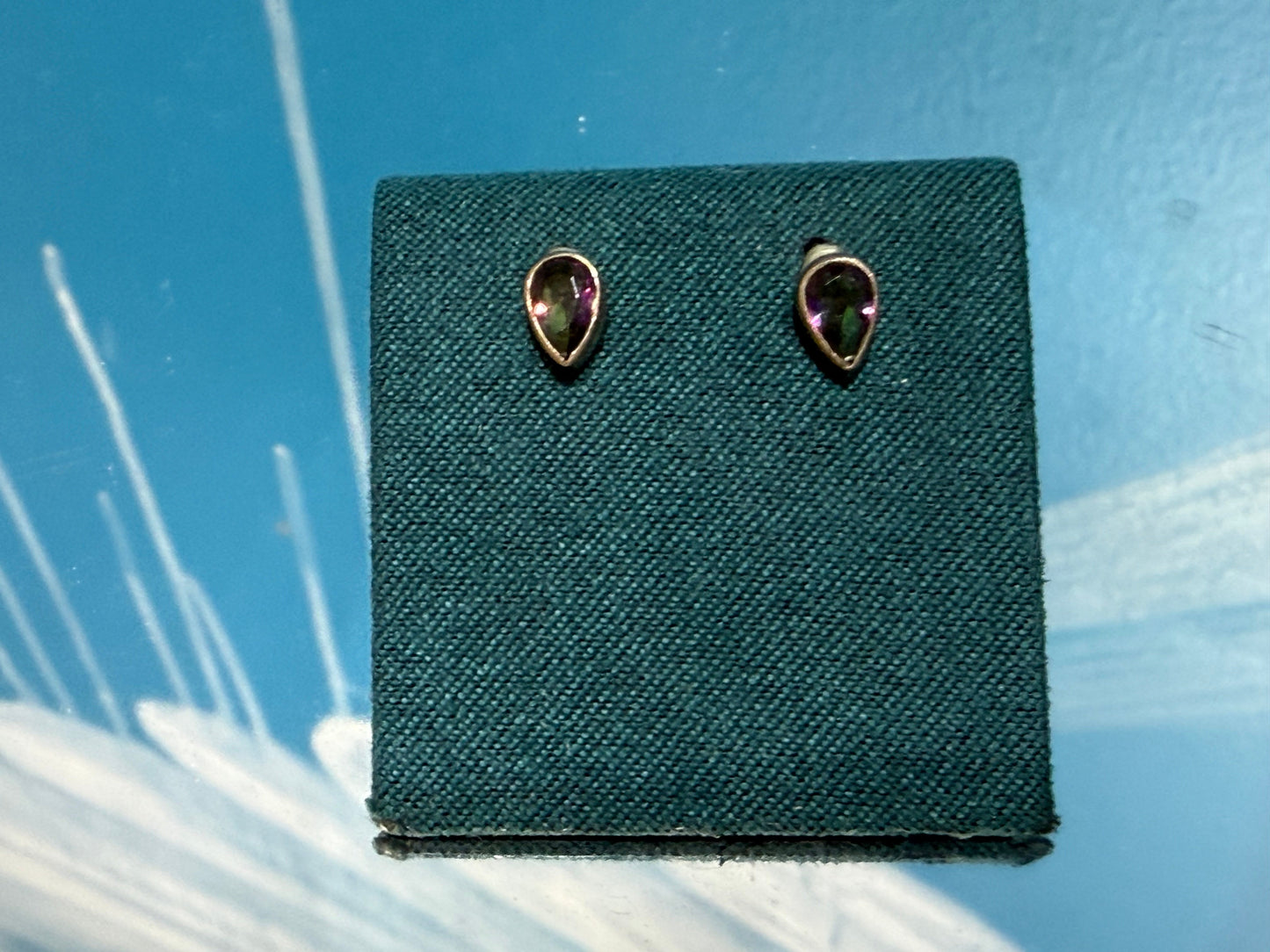 Mystic Topaz Stud Earrings – Transformation, Joy & Radiant Light,7mmx5mm Crystal Wellness