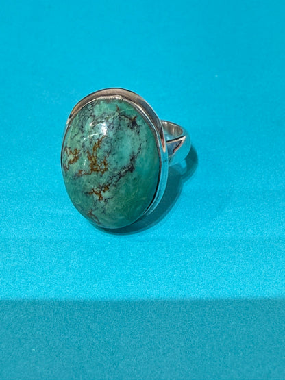 Tibetan Turquoise Wisdom Silver Ring – Size 6 Crystal Wellness
