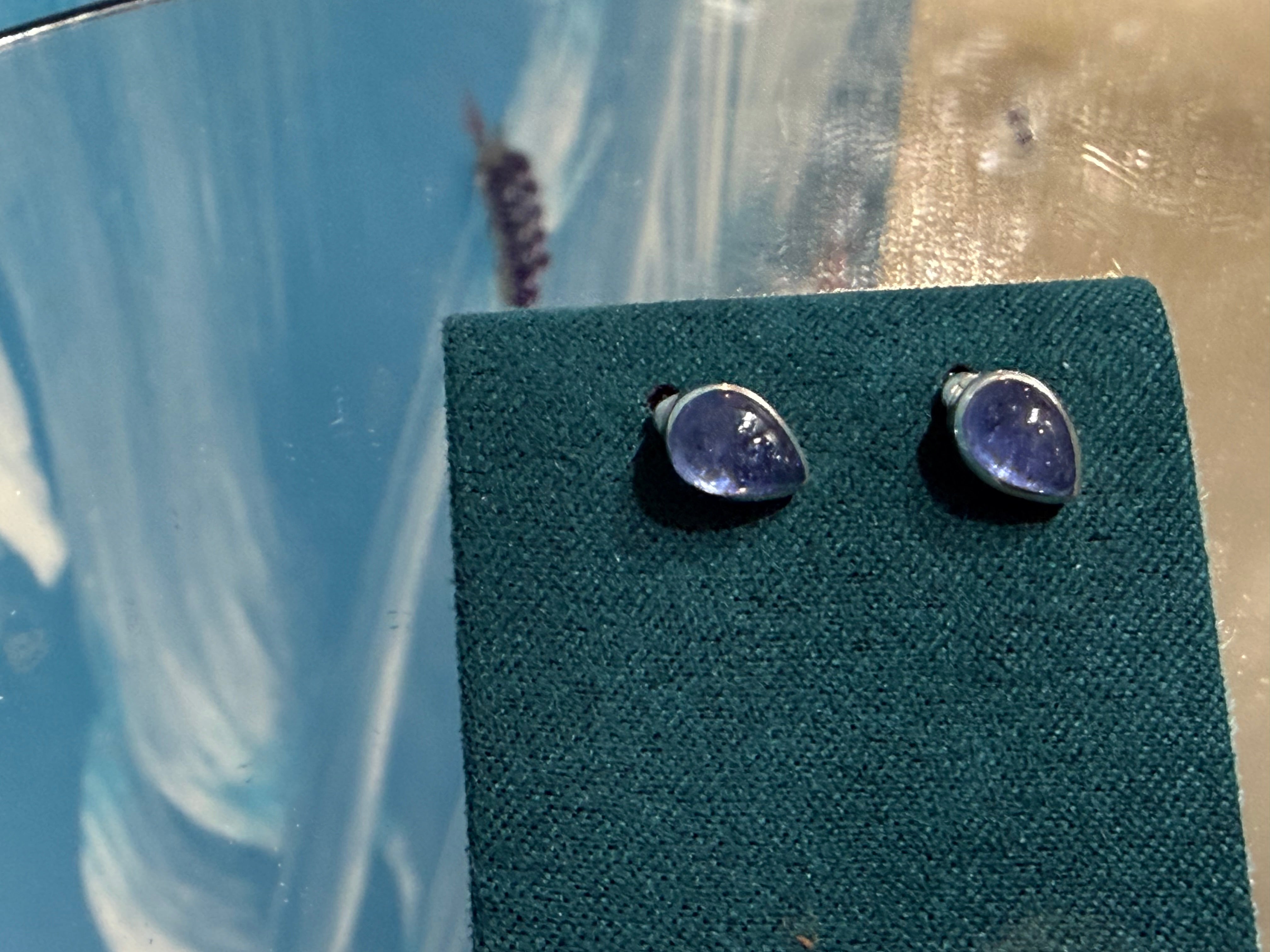 Tanzanite 925 Sterling Silver Studs, 8mmx5mm Crystal Wellness