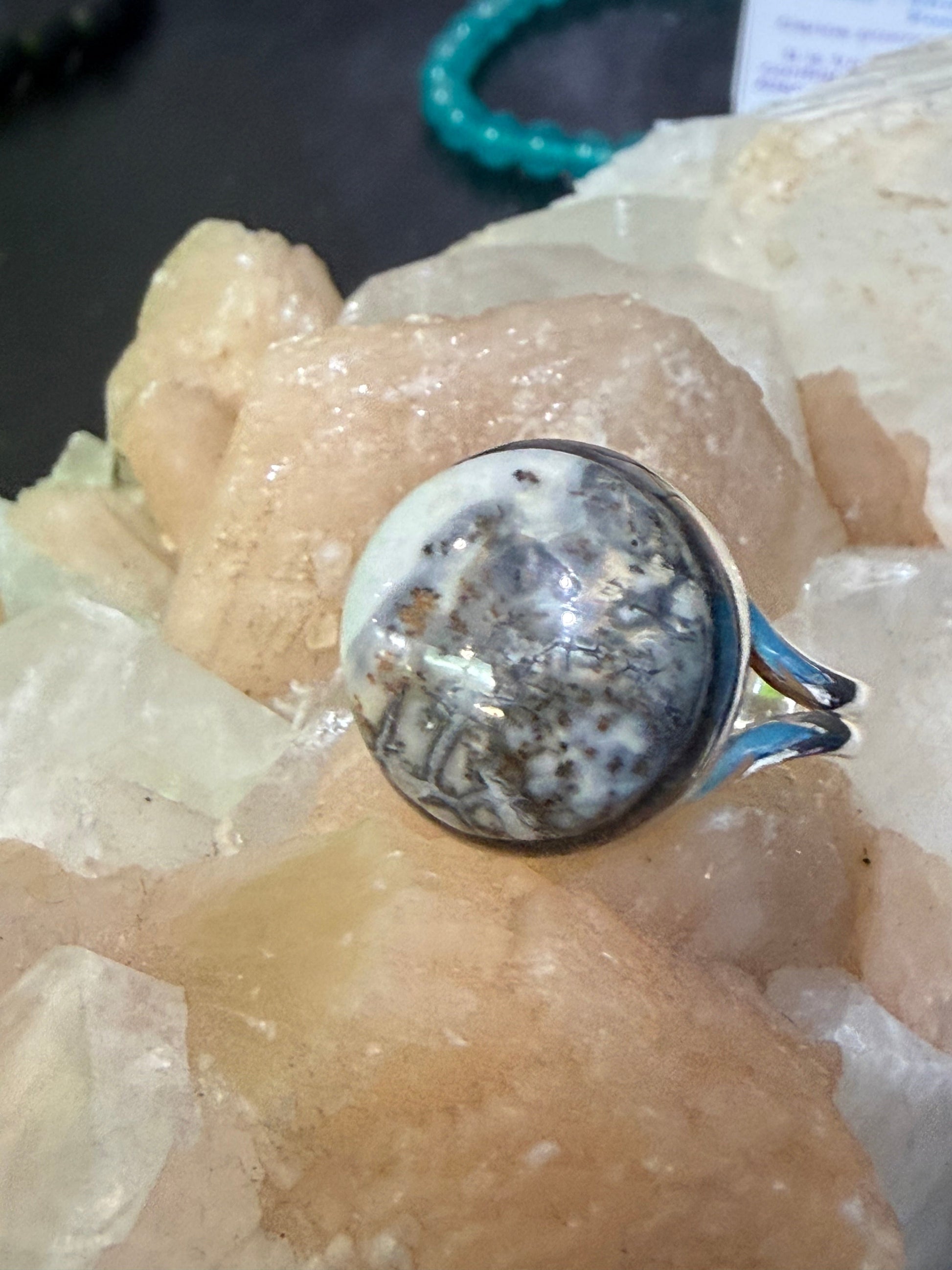 White Maligano Jasper Ring, size 9 – A Stone of New Beginnings, Inner Harmony & Gentle Transformation Crystal Wellness