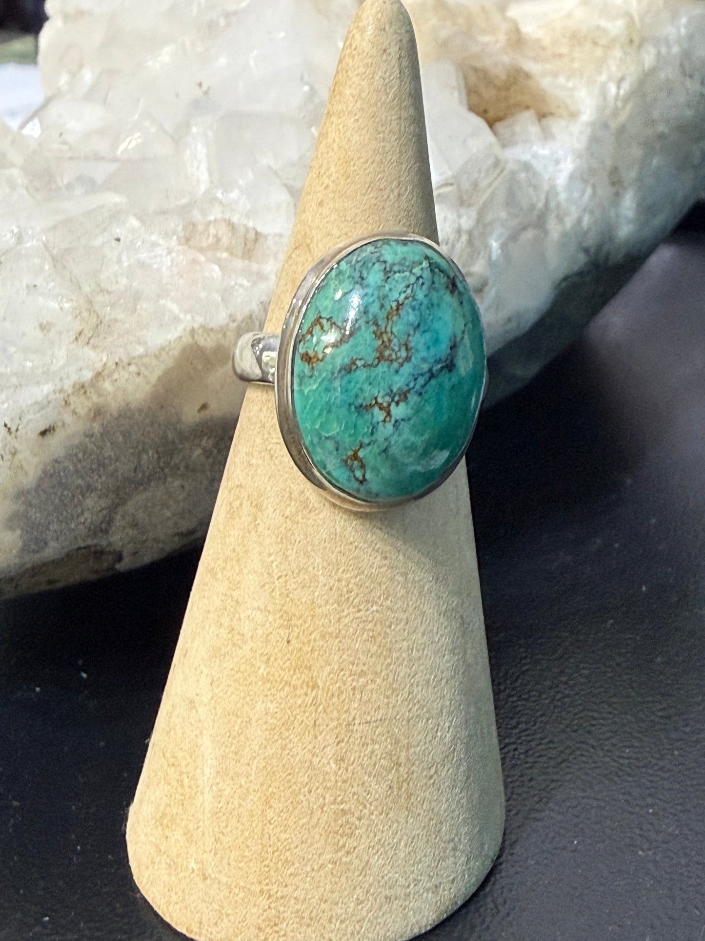 Tibetan Turquoise Wisdom Silver Ring – Size 6 Crystal Wellness