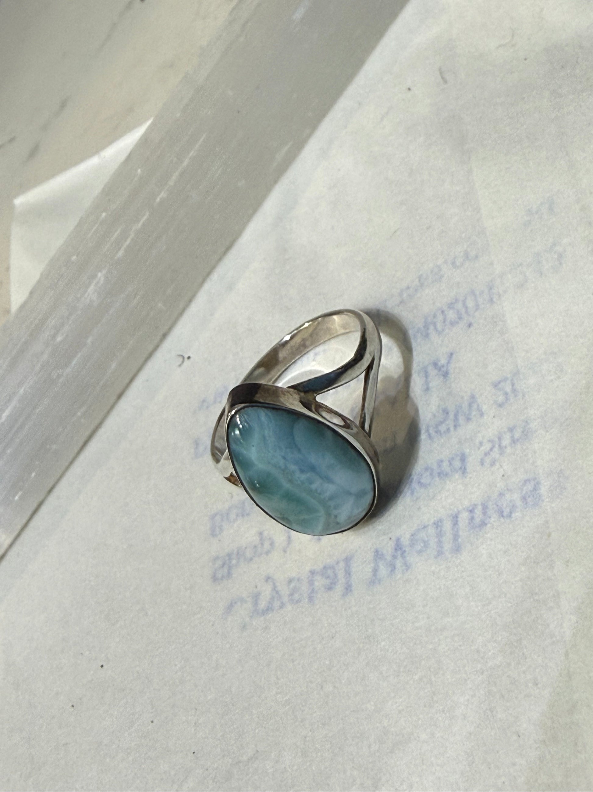 Larimar Ring – Ocean of Serenity, size 7 Crystal Wellness