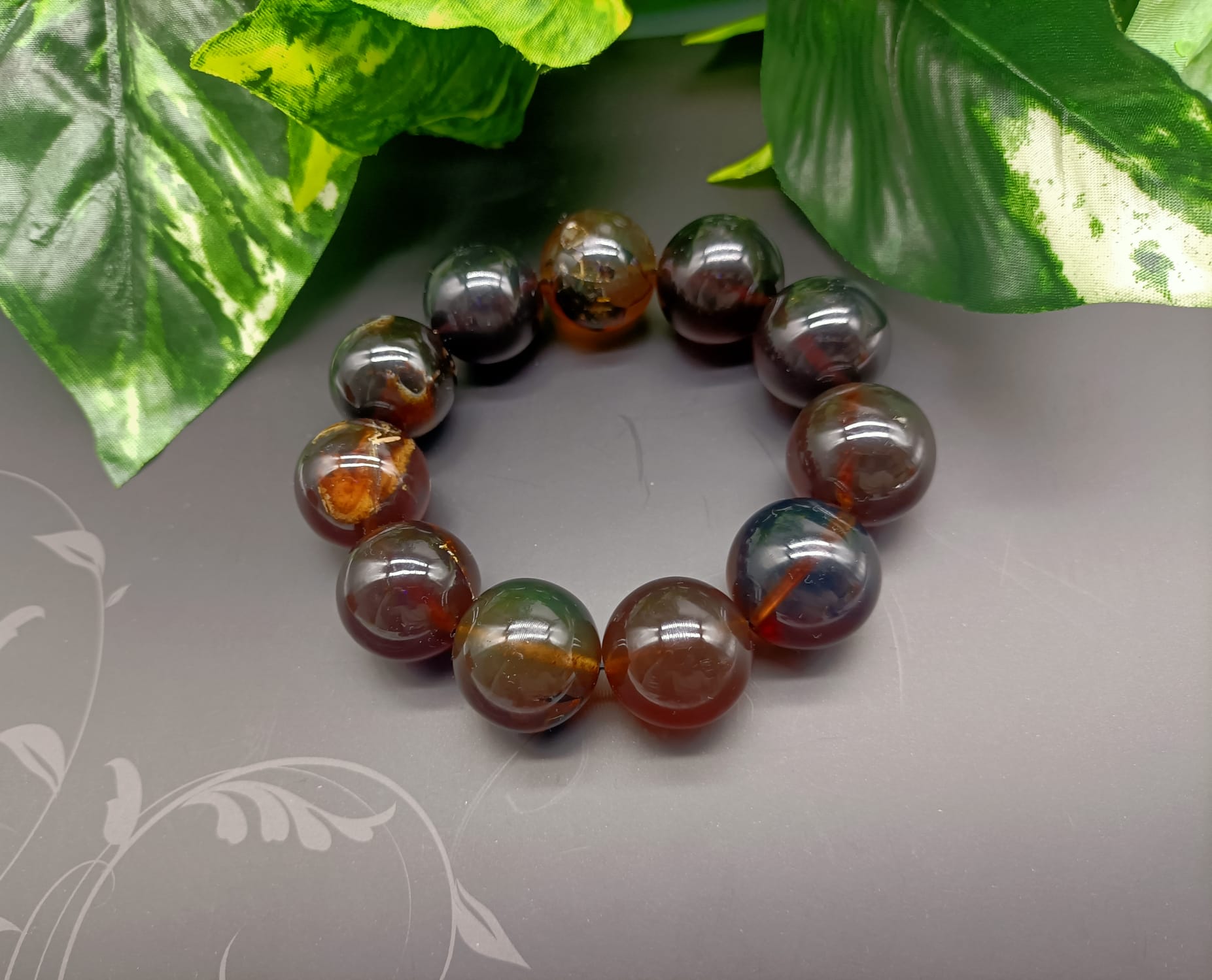 Genuine Sumatran Blue Amber 16mm Beads Bracelet RARE Crystal Wellness