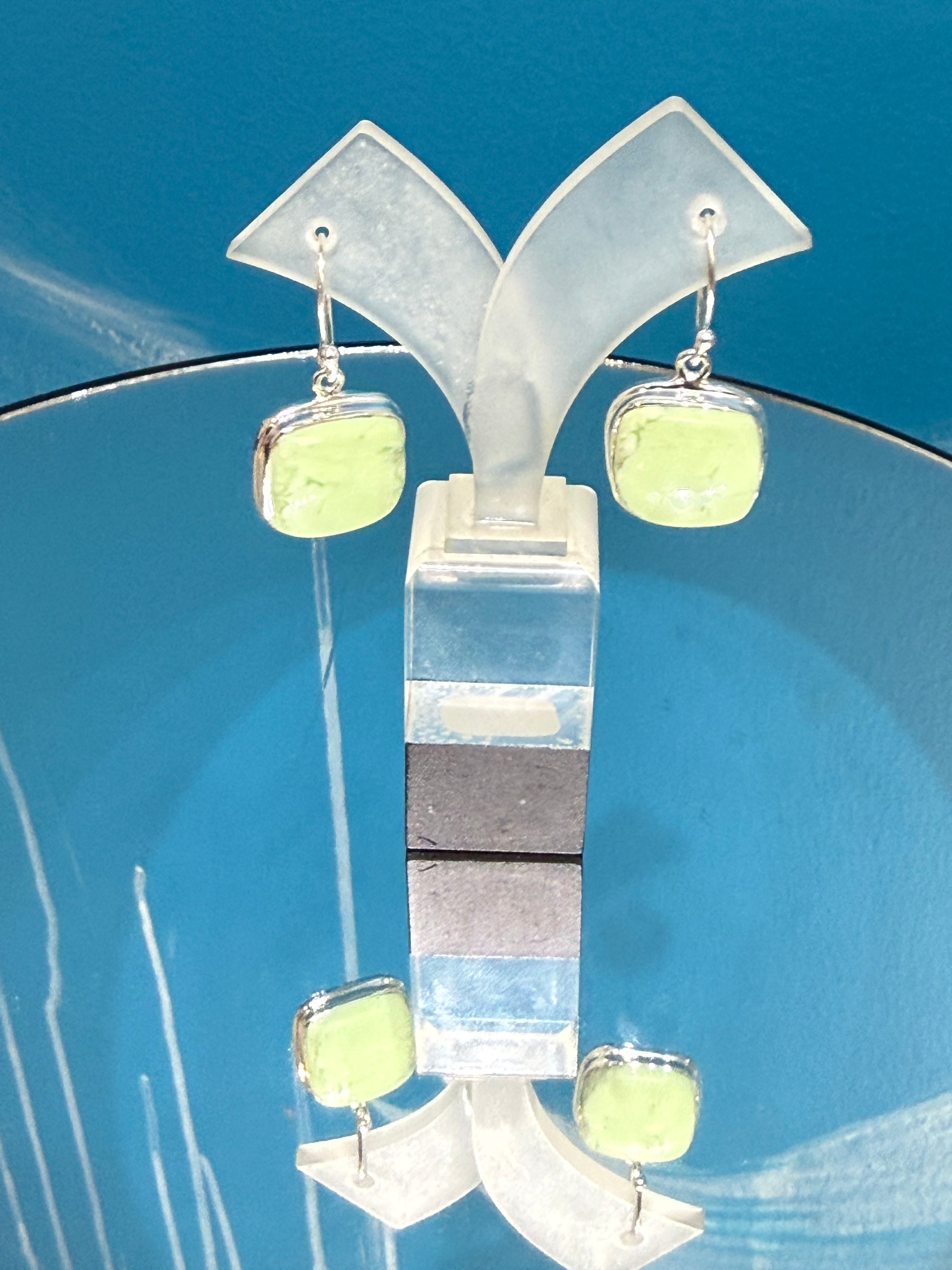 Lemon Chrysoprase Earrings, size 15mmx15mm Crystal Wellness