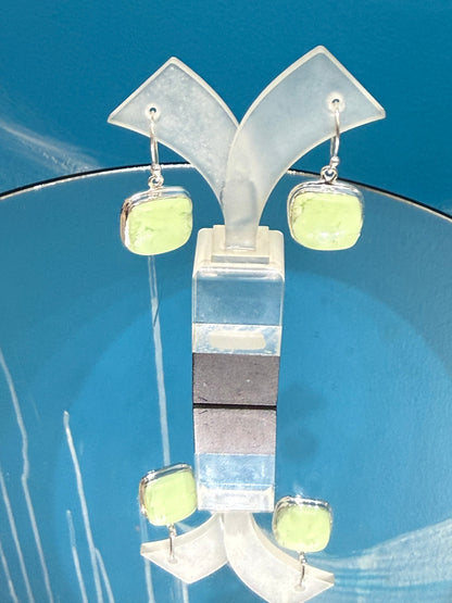 Lemon Chrysoprase Earrings, size 15mmx15mm Crystal Wellness