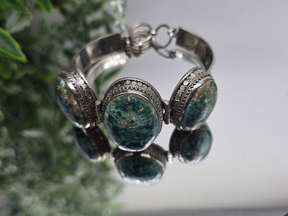 Chrysocolla 925 Sterling Silver Bracelet Crystal Wellness