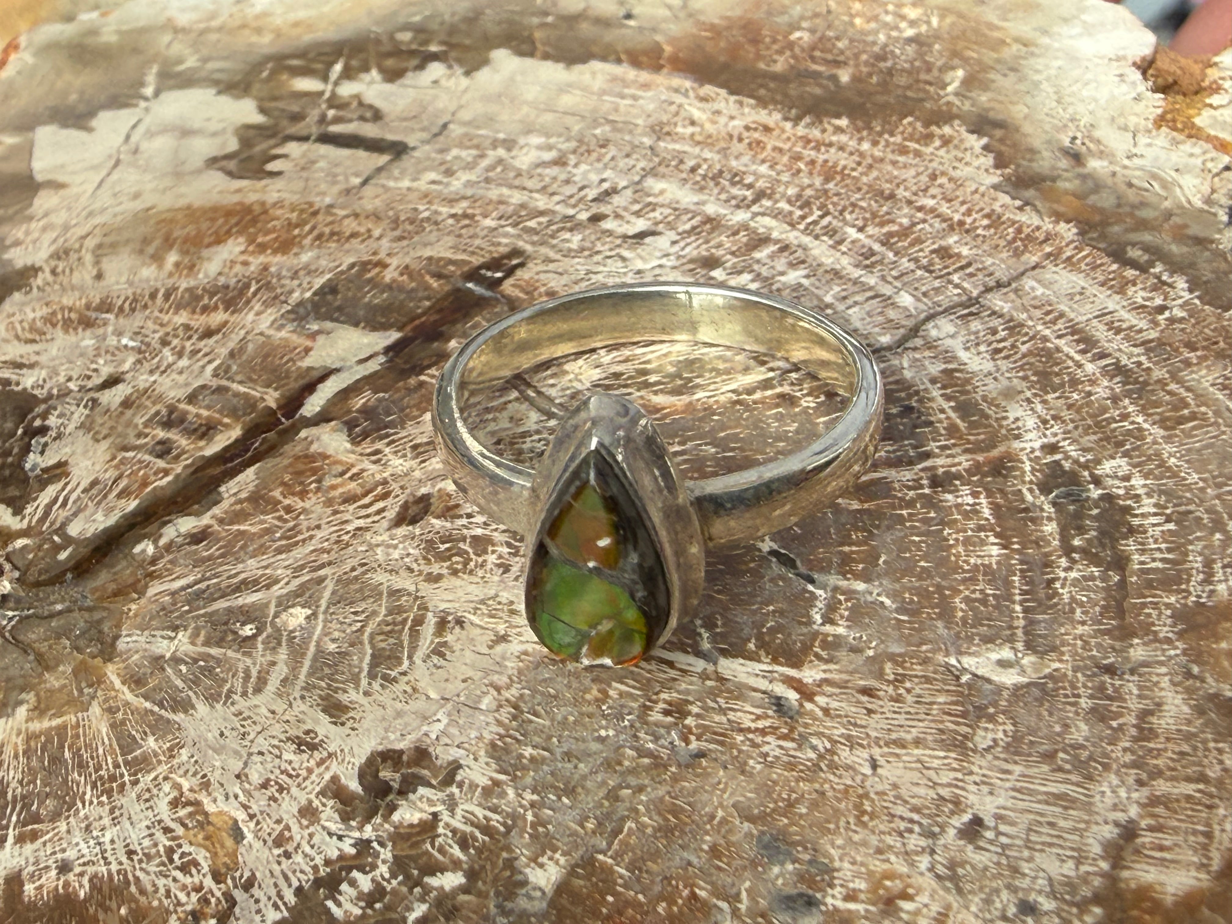 Ammolite Ring, size 7 – A Jewel of Transformation & Abundance Crystal Wellness