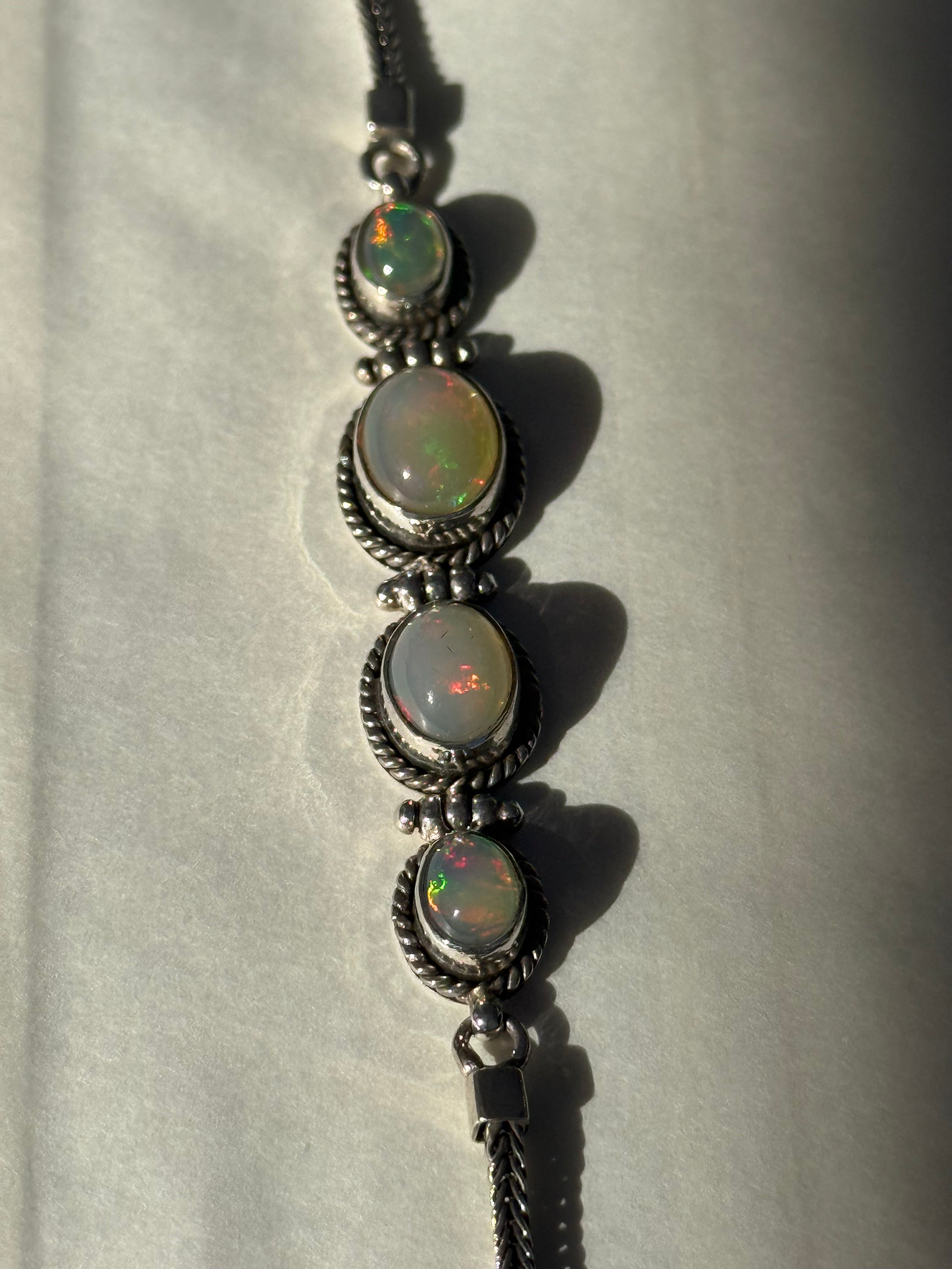 Australian Opal Silver Bracelet – Light of Inspiration Crystal Wellness