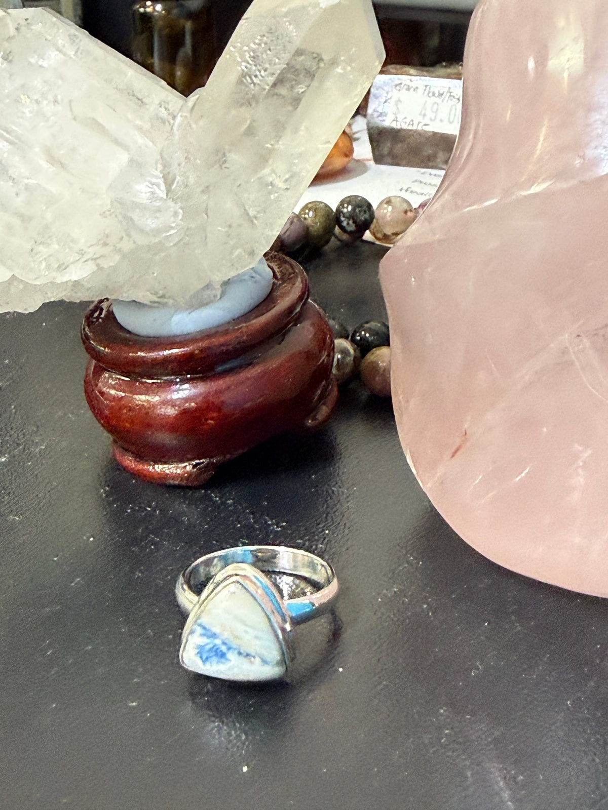 BLUE SCHEELITE RING – Intuition, Inner Peace & Spiritual Clarity, size 7 Crystal Wellness