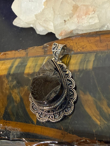 Noble Shungite Pendant Filigree 

Ancient Protection • Grounding • Energetic Balance, 30mmx22mm Crystal Wellness