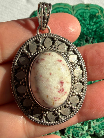 Cinnabar Silver Pendant 25mmx25mm Crystal Wellness