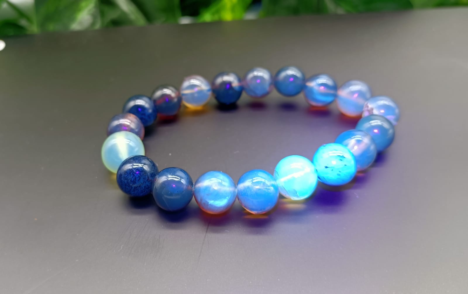Genuine Sumatran Blue Amber 10mm Beads Bracelet RARE Crystal Wellness