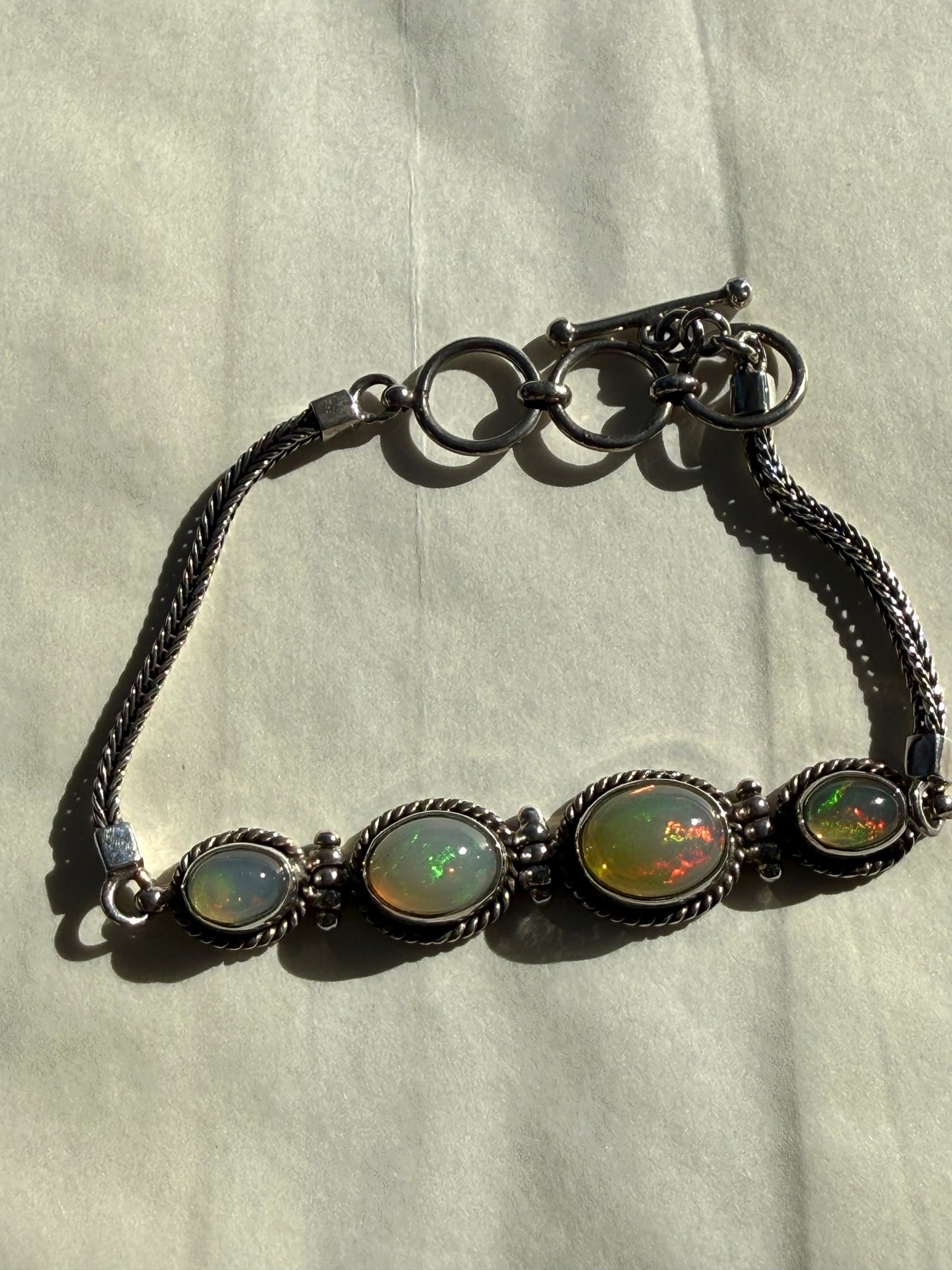 Australian Opal Silver Bracelet – Light of Inspiration Crystal Wellness