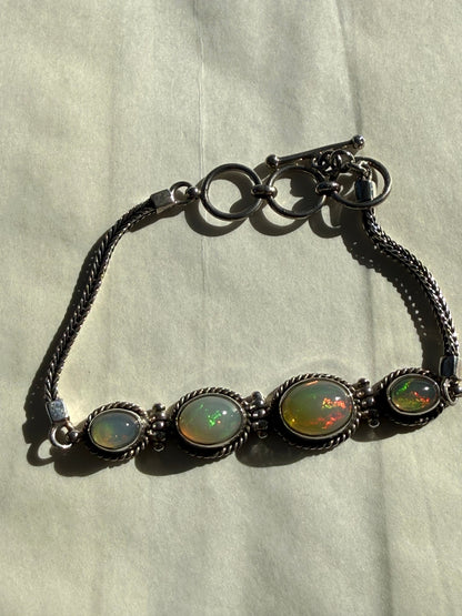 Australian Opal Silver Bracelet – Light of Inspiration Crystal Wellness