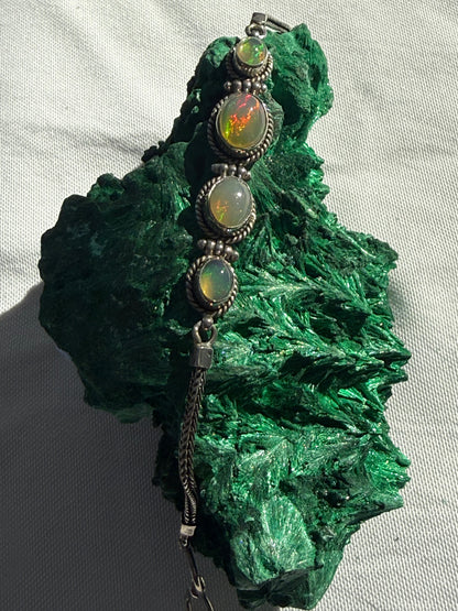 Australian Opal Silver Bracelet – Light of Inspiration Crystal Wellness