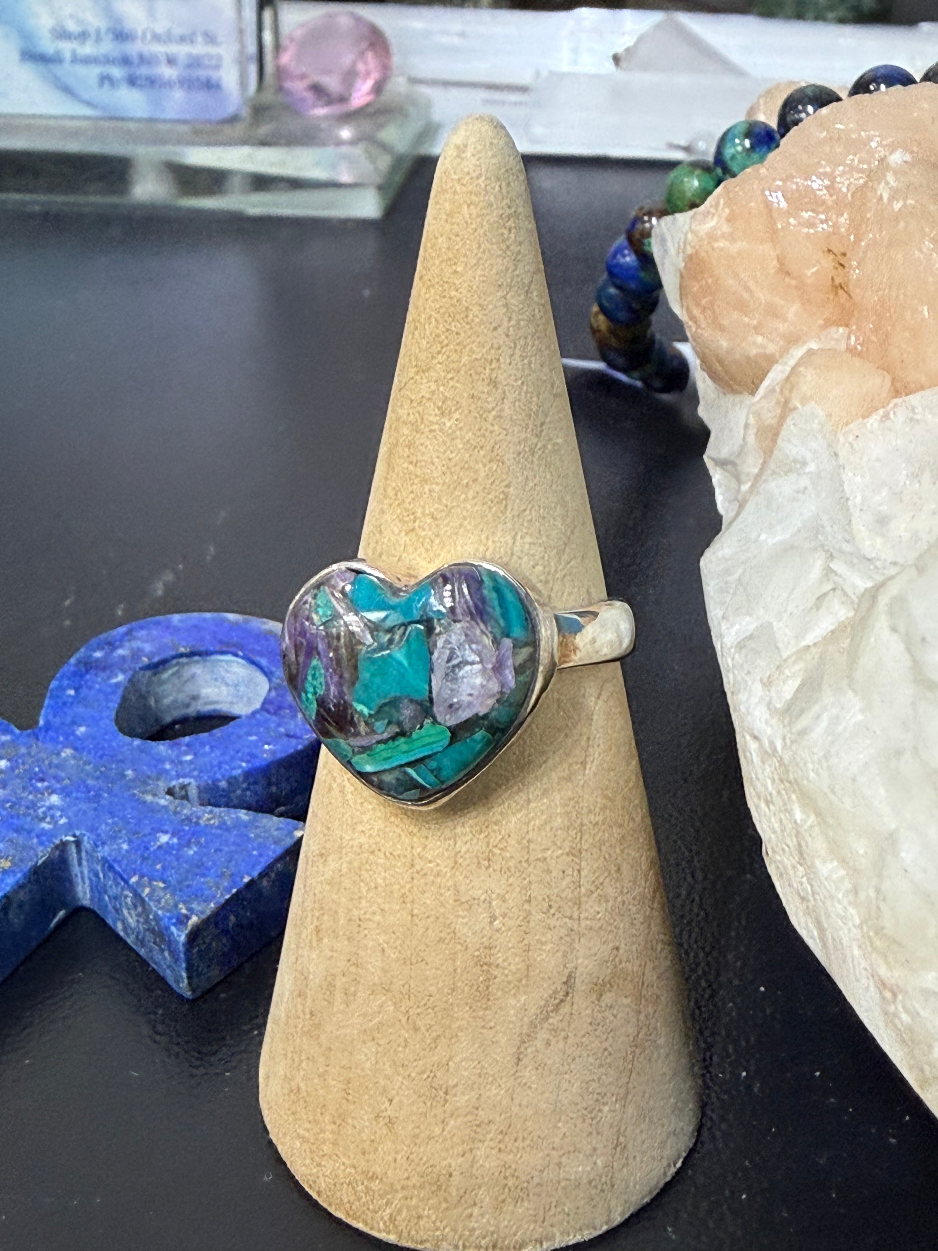 Charoite in Chrysocolla Ring, size 9  — The Alchemy of Transformation Crystal Wellness