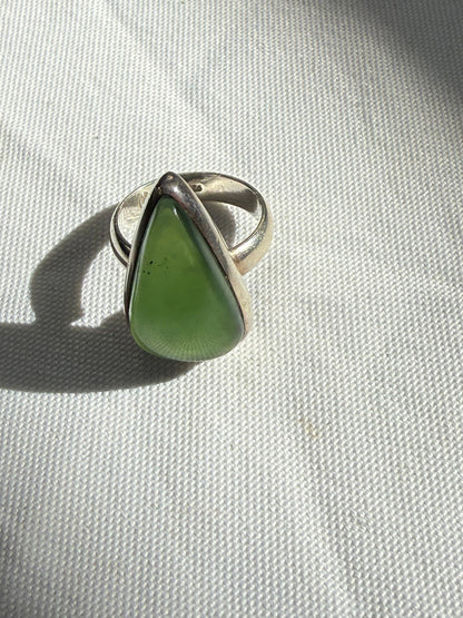 Nephrite Jade 925 Sterling Silver Ring Size 8 Crystal Wellness