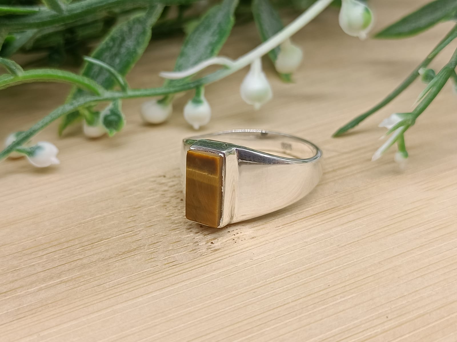 Gold Tigers Eye 925 Sterling Silver Rings Crystal Wellness
