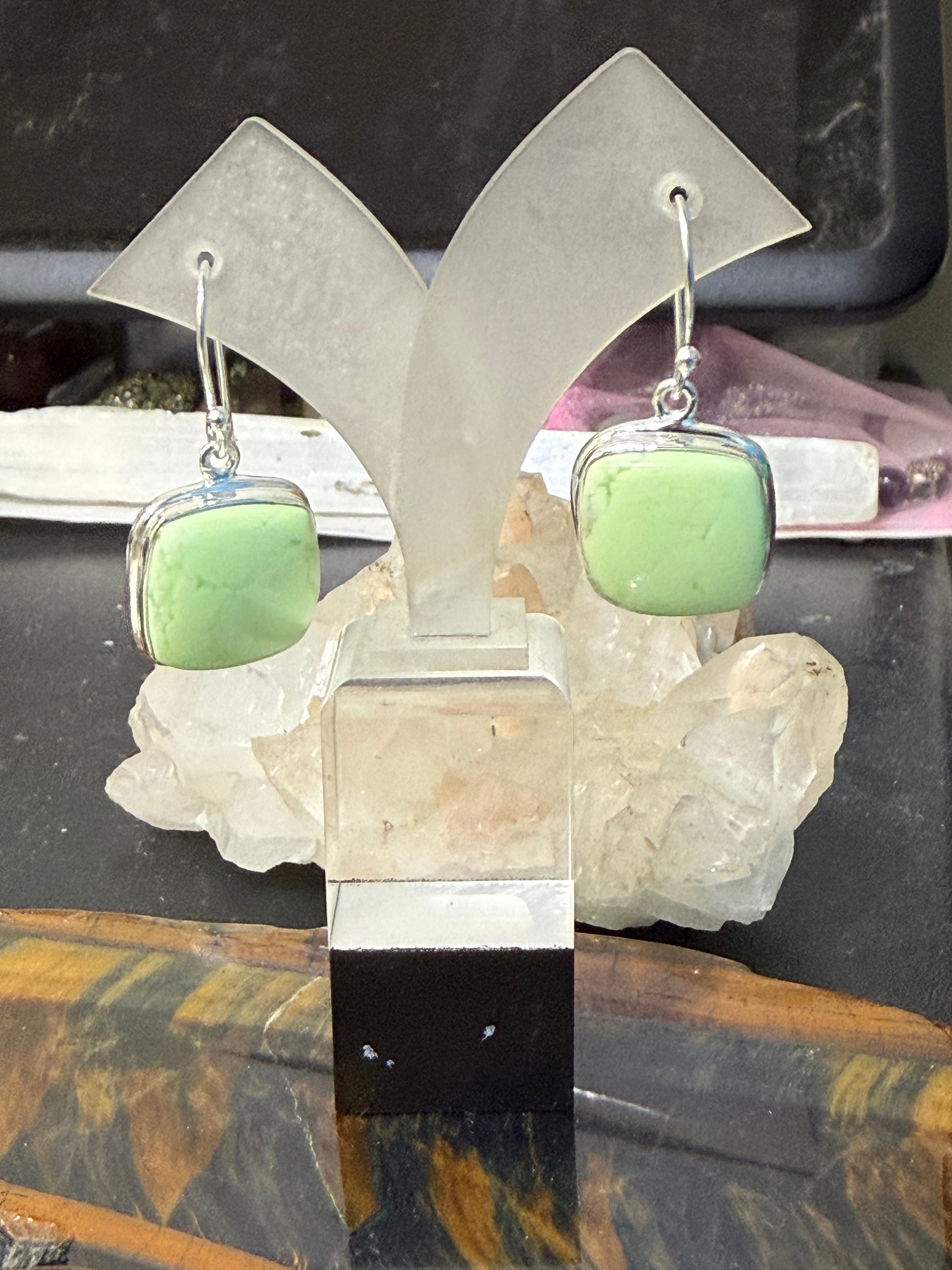Lemon Chrysoprase Earrings, size 15mmx15mm Crystal Wellness