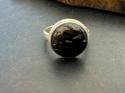 Nuummite Ring — Ancient Stone of Protection & Inner Power, size 10 Crystal Wellness