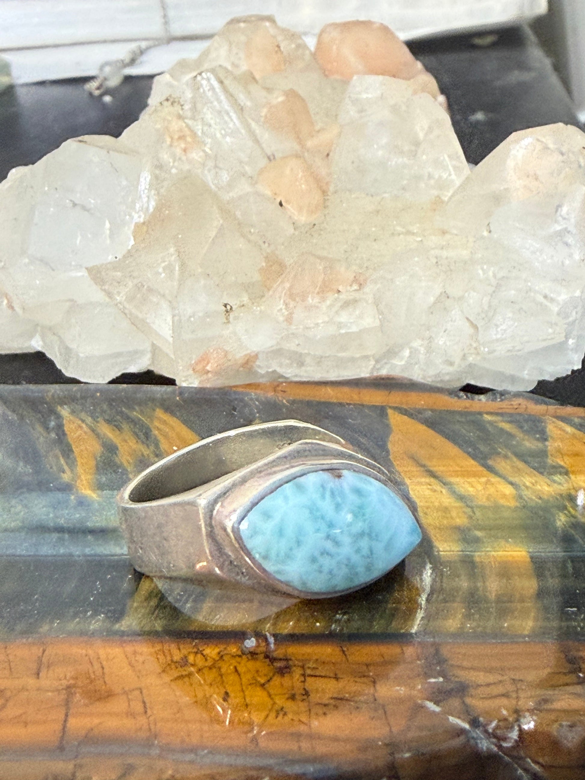 💙 Larimar Ring — The Stone of Calm & Gentle Expression, size 8 Crystal Wellness