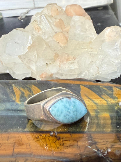 💙 Larimar Ring — The Stone of Calm & Gentle Expression, size 8 Crystal Wellness