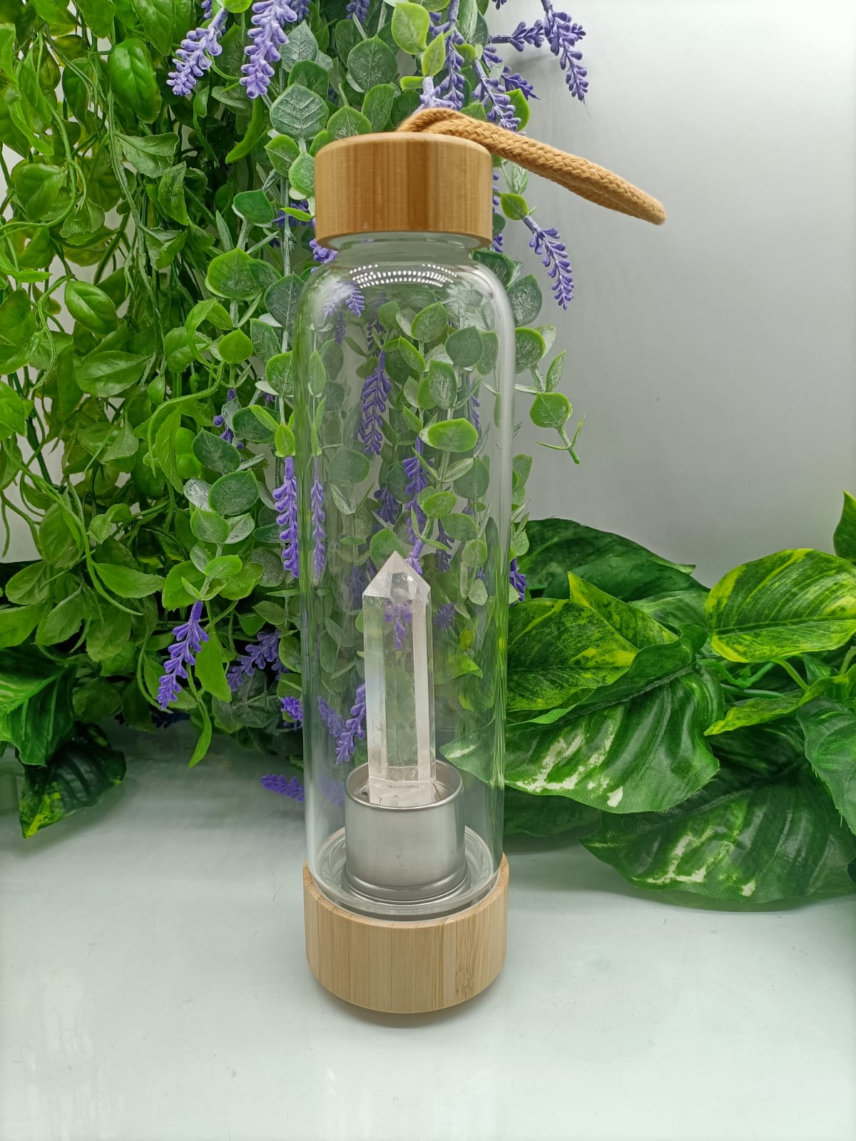 Infused Healing Crystal Bamboo Water Bottle Crystal Wellness